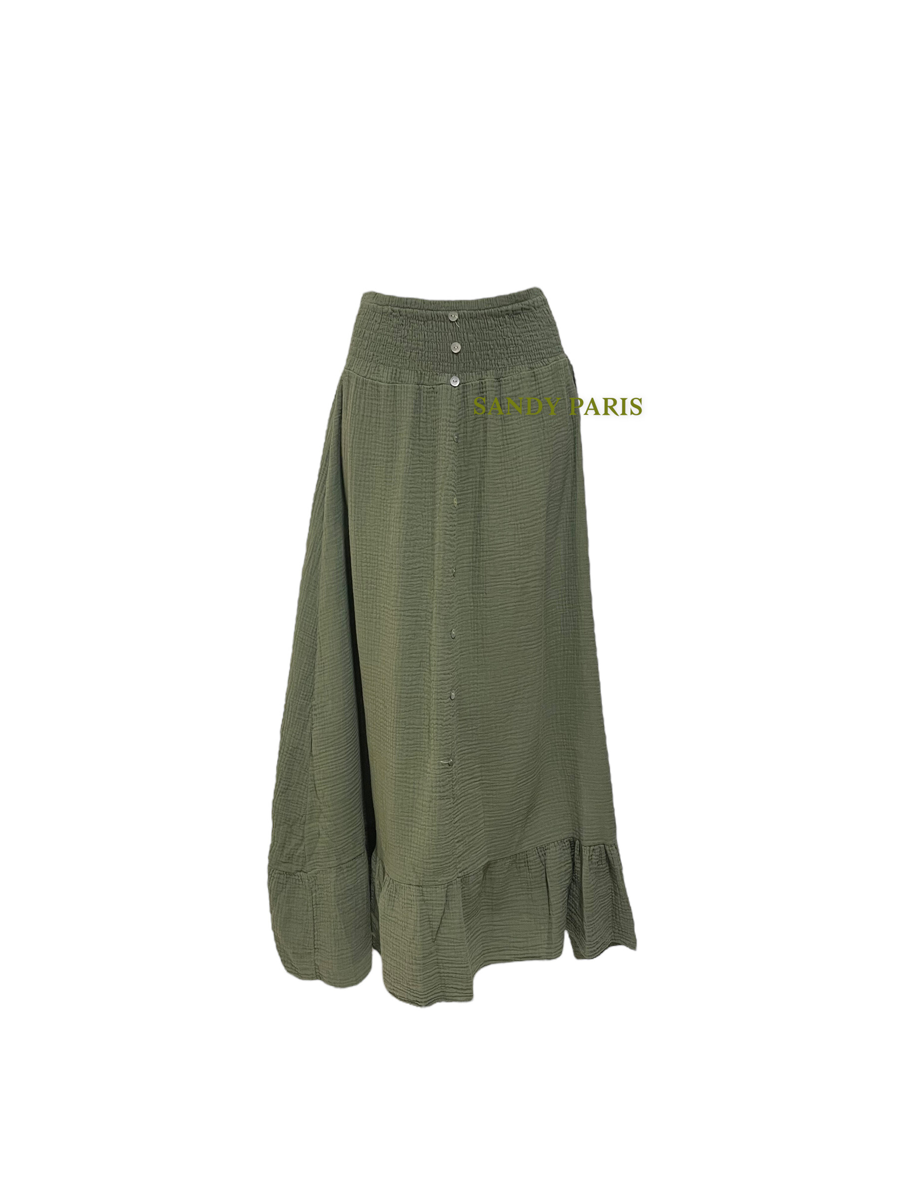 Wholesaler Sandy Paris - Long Cotton Gauze Skirt with Buttons – Casual Elegance