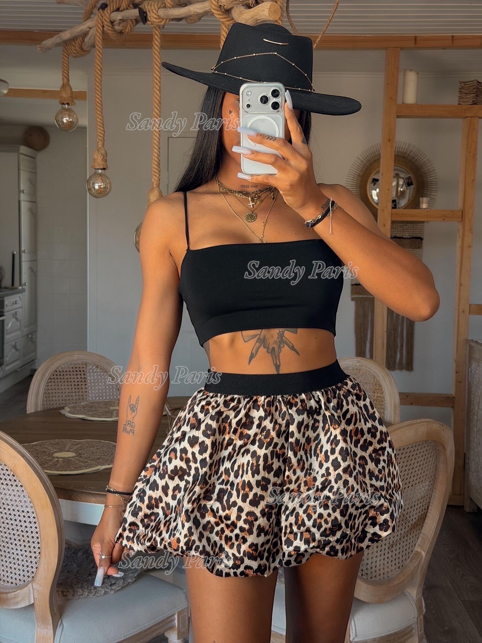 Grossista Sandy Paris - Gonna gonfia con stampa leopardata
