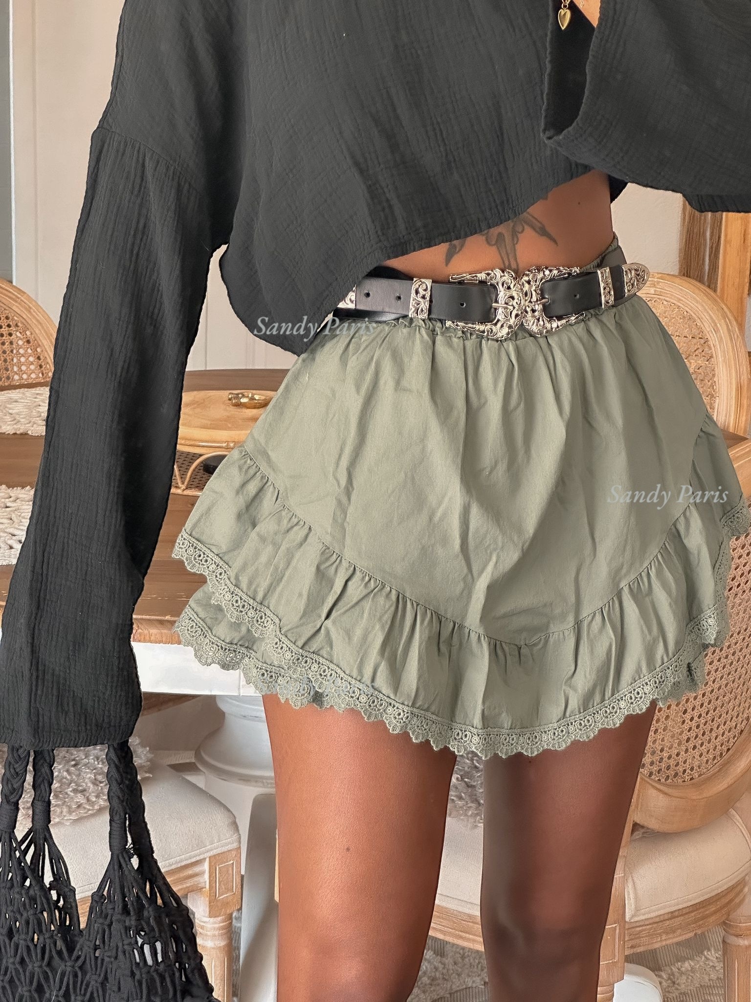 Mayorista Sandy Paris - Falda-pantalón de algodón con volantes Sandy Paris