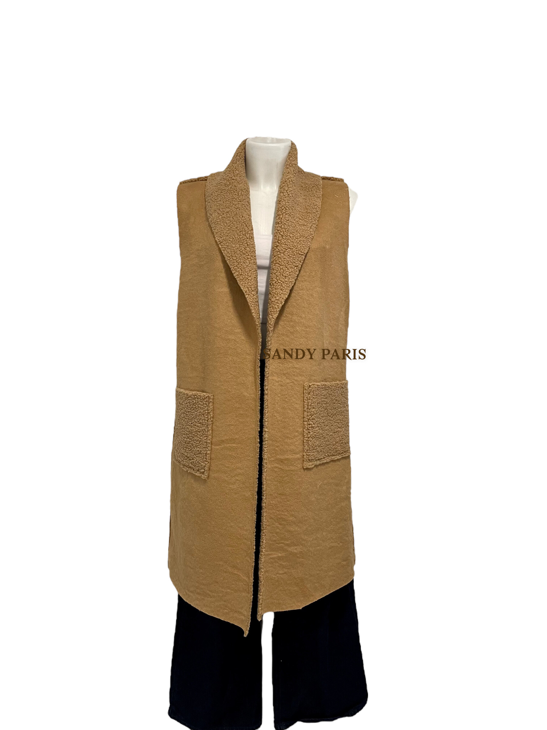 Großhändler Sandy Paris - Ärmellose Jacke mit Shearling-Effekt