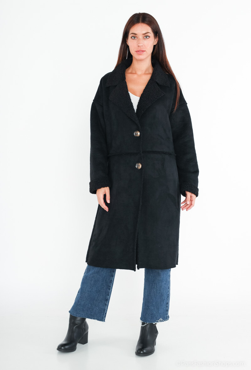 Großhändler Sandy Paris - Mantel mit Shearling-Effekt