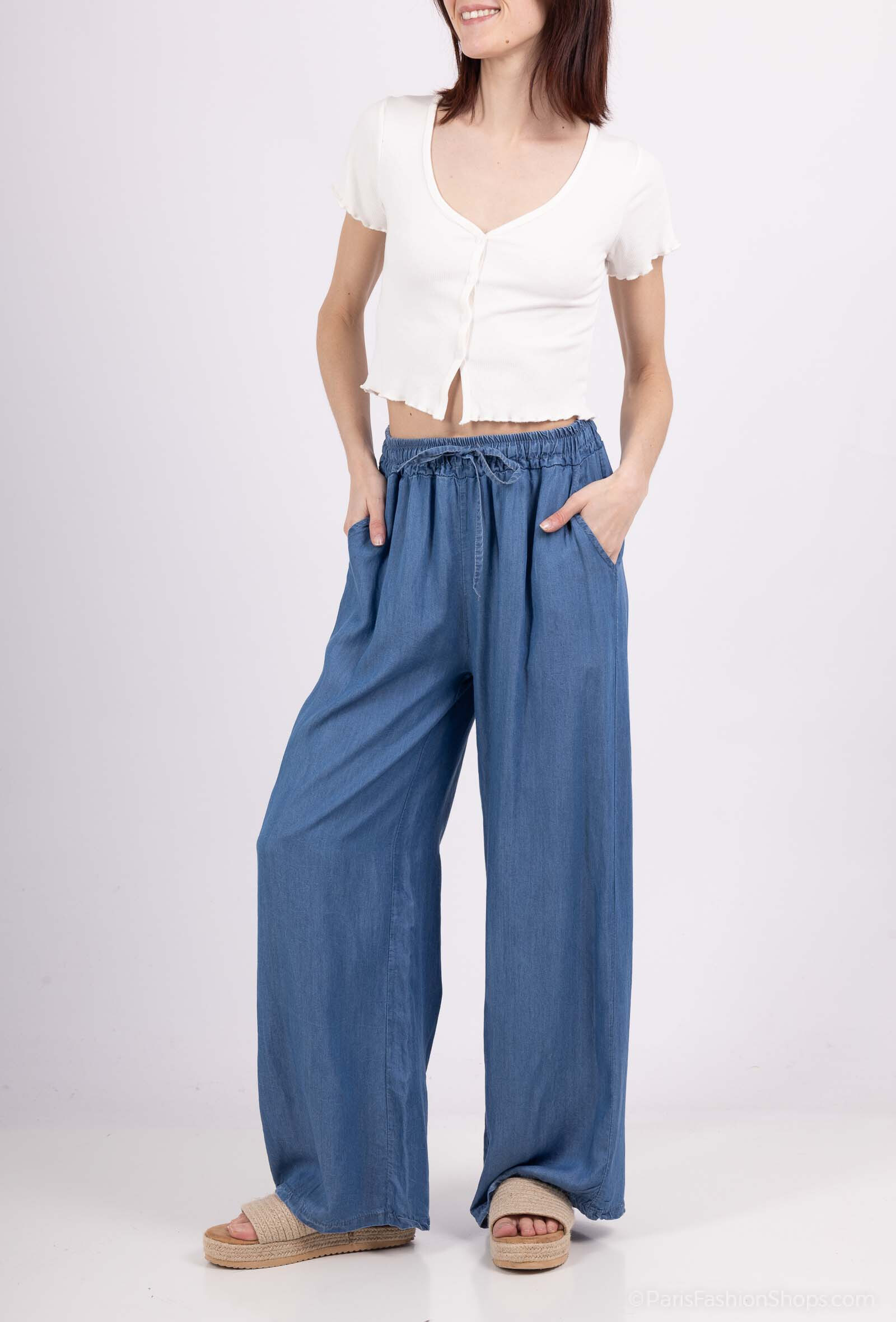 Grossiste Sandy Paris - Pantalon Large en 100% Lyocell