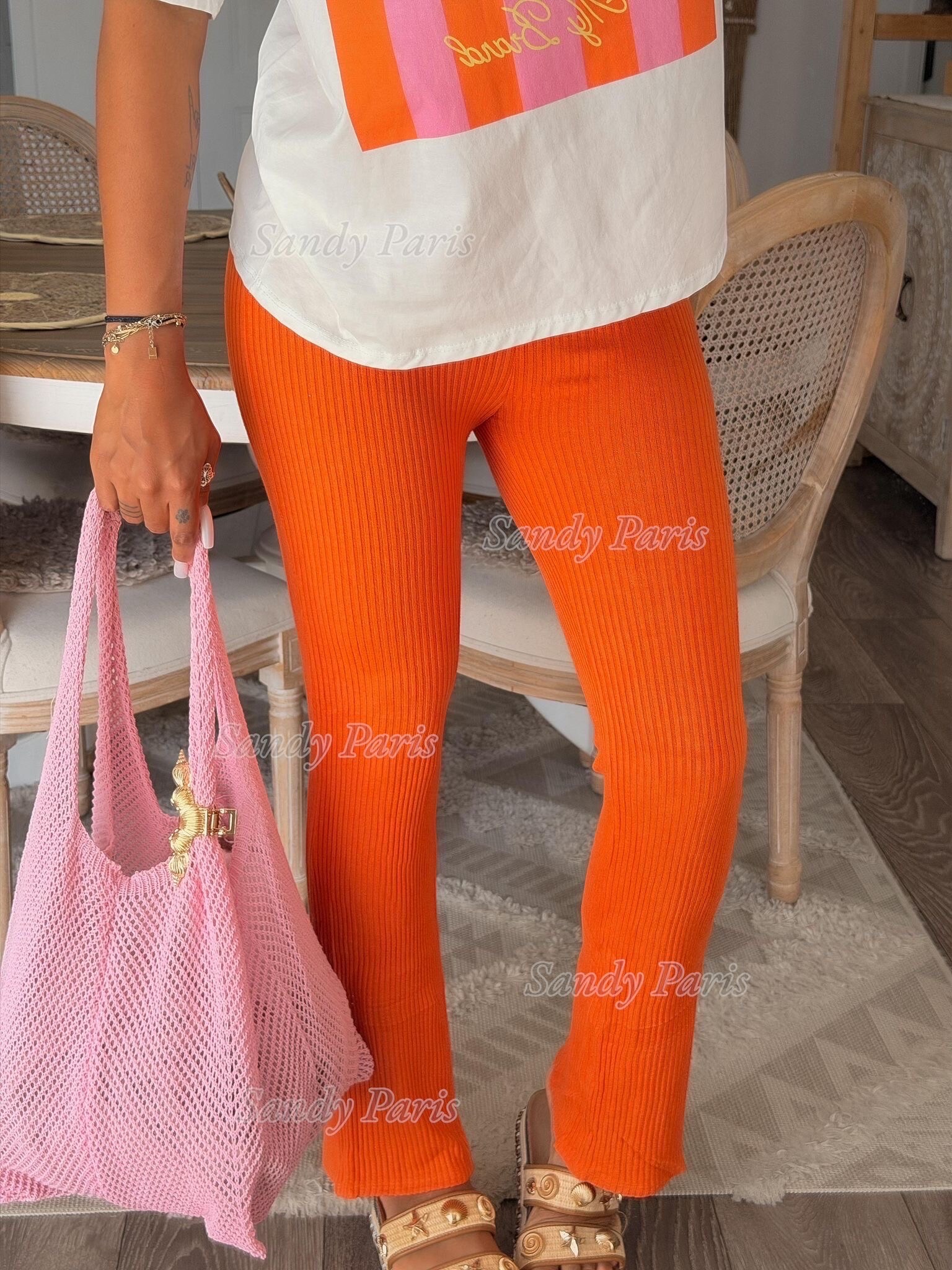 Grossista Sandy Paris - Pantaloni a coste flare in maglia