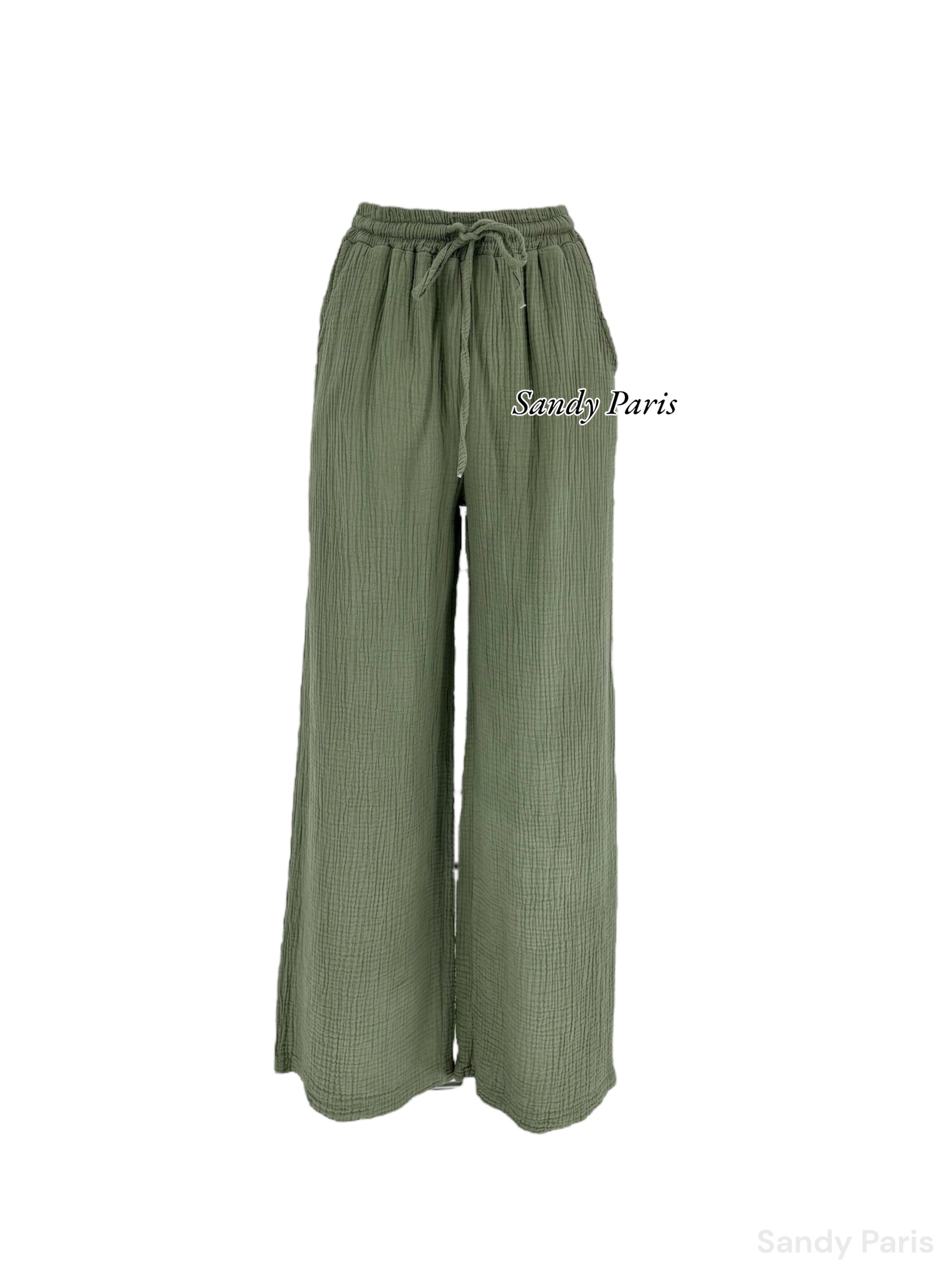 Mayorista Sandy Paris - Pantalones Anchos de Gasa de Algodón