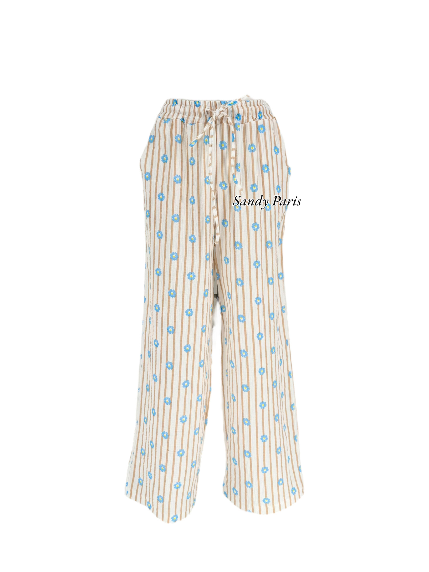 Wholesaler Sandy Paris - Large cotton pants gauze with floral print