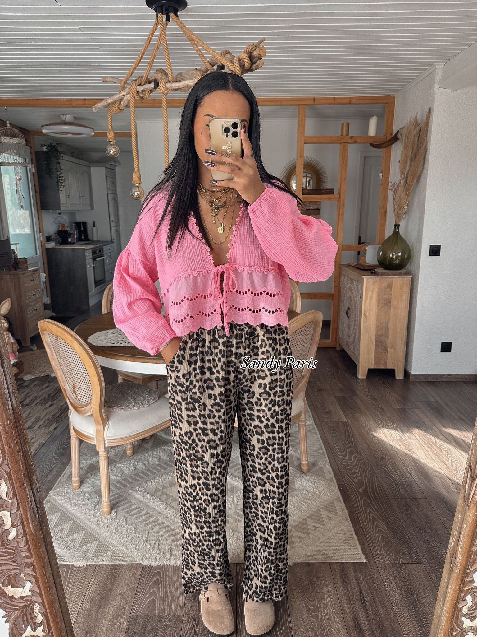 Grossiste Sandy Paris - Pantalon Léopard en Coton Gaze – Confort et Style Féminin