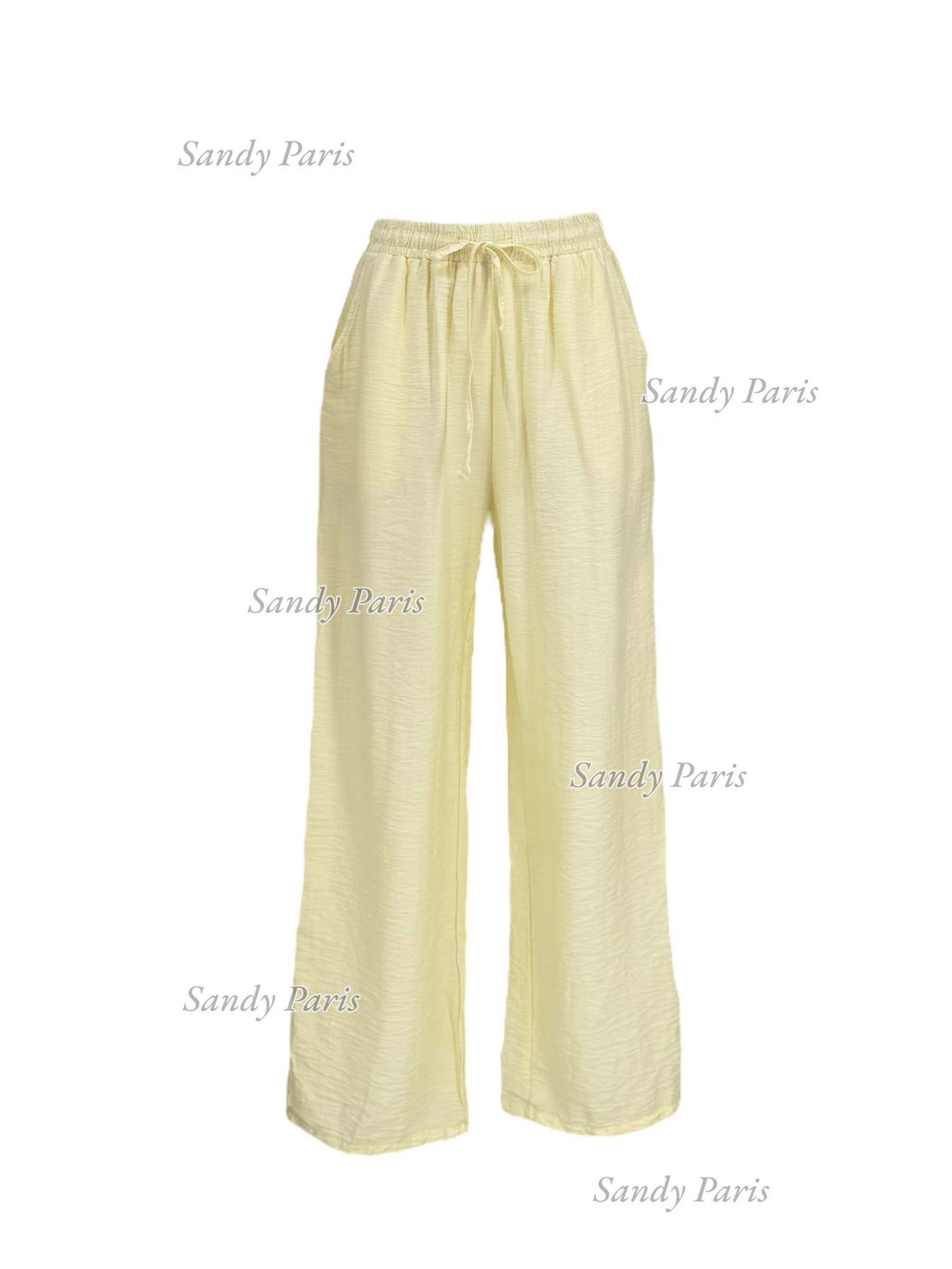 Grossista Sandy Paris - Pantaloni dritti con tasche e laccio in vita
