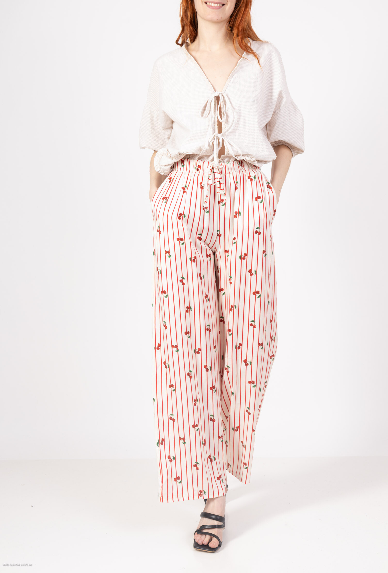 Mayorista Sandy Paris - Magníficas cerezas impresas de pantalones impresos Lyocell