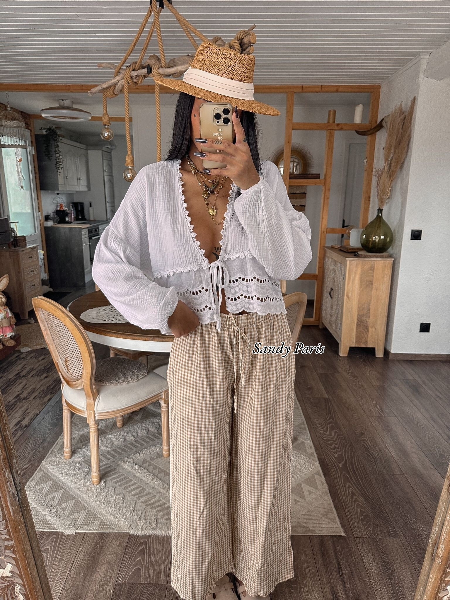 Wholesaler Sandy Paris - ? Large linen pants mixed checkered?