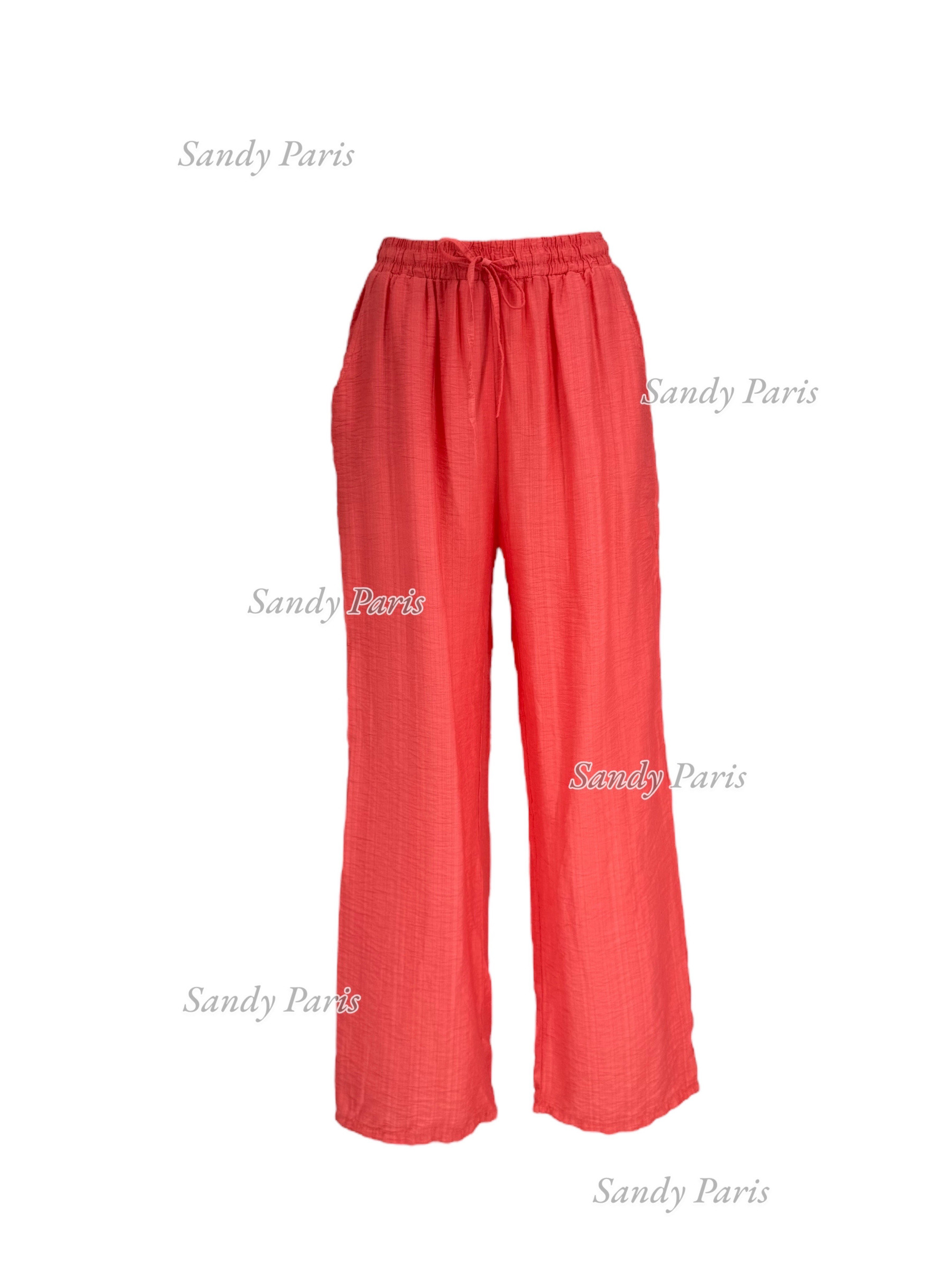 Großhändler Sandy Paris - Gerade geschnittene Hose mit Taschen und Kordelzug in der Taille