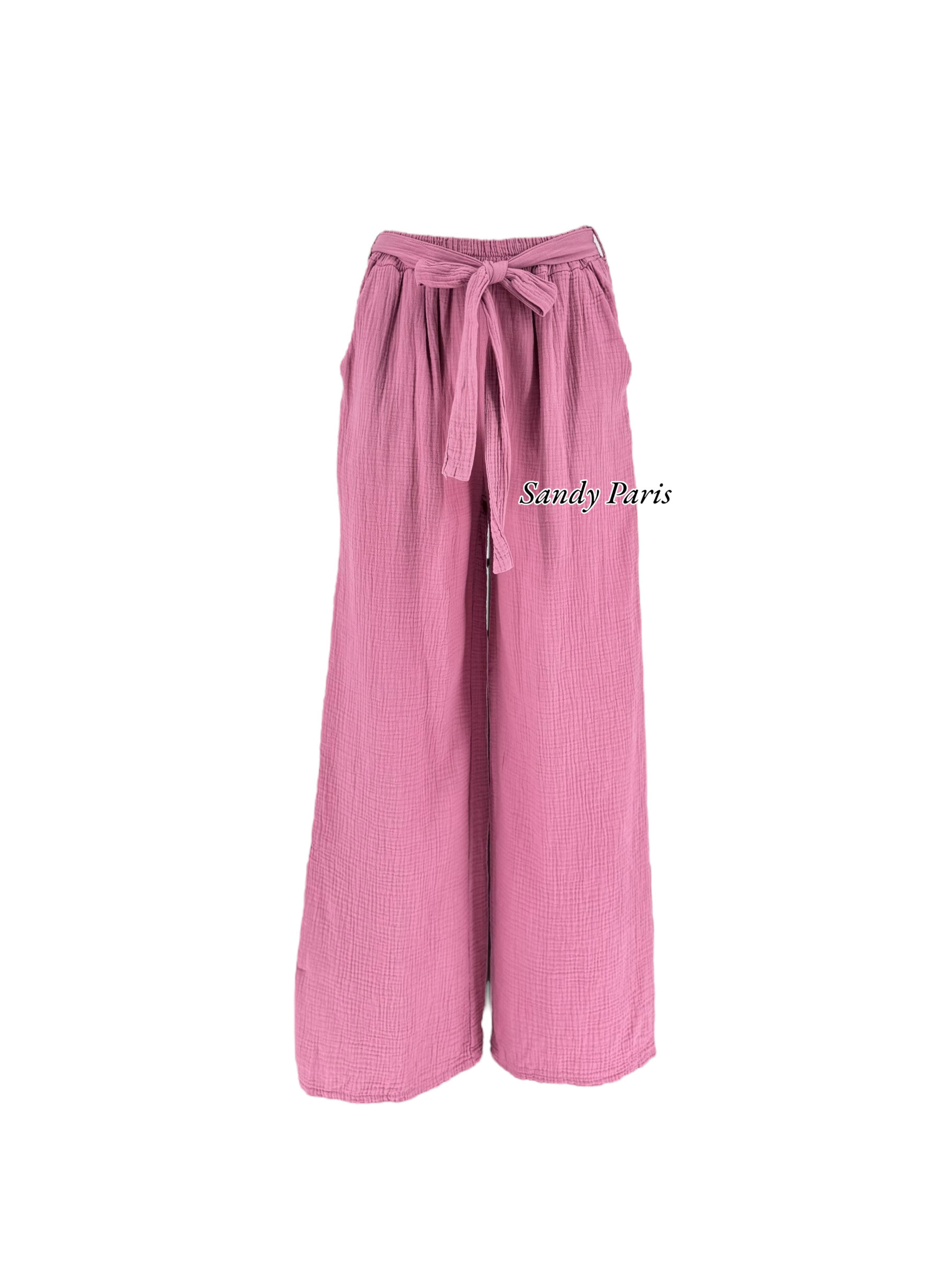 Mayorista Sandy Paris - Pantalones anchos de algodón gasa con bolsillos