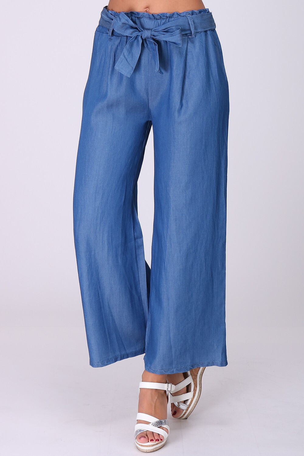 Wholesaler Sandy Paris - Wide-leg lyocell pants with high waist and tied belt