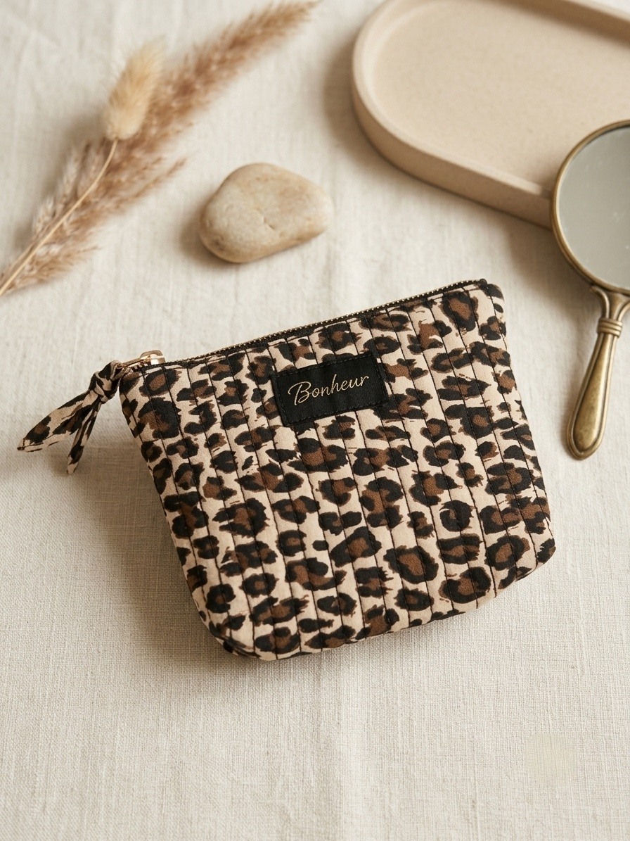 Grossiste Sandy Paris - Petite trousse en coton imprimé avec zip et etiquette ' AMOUR '