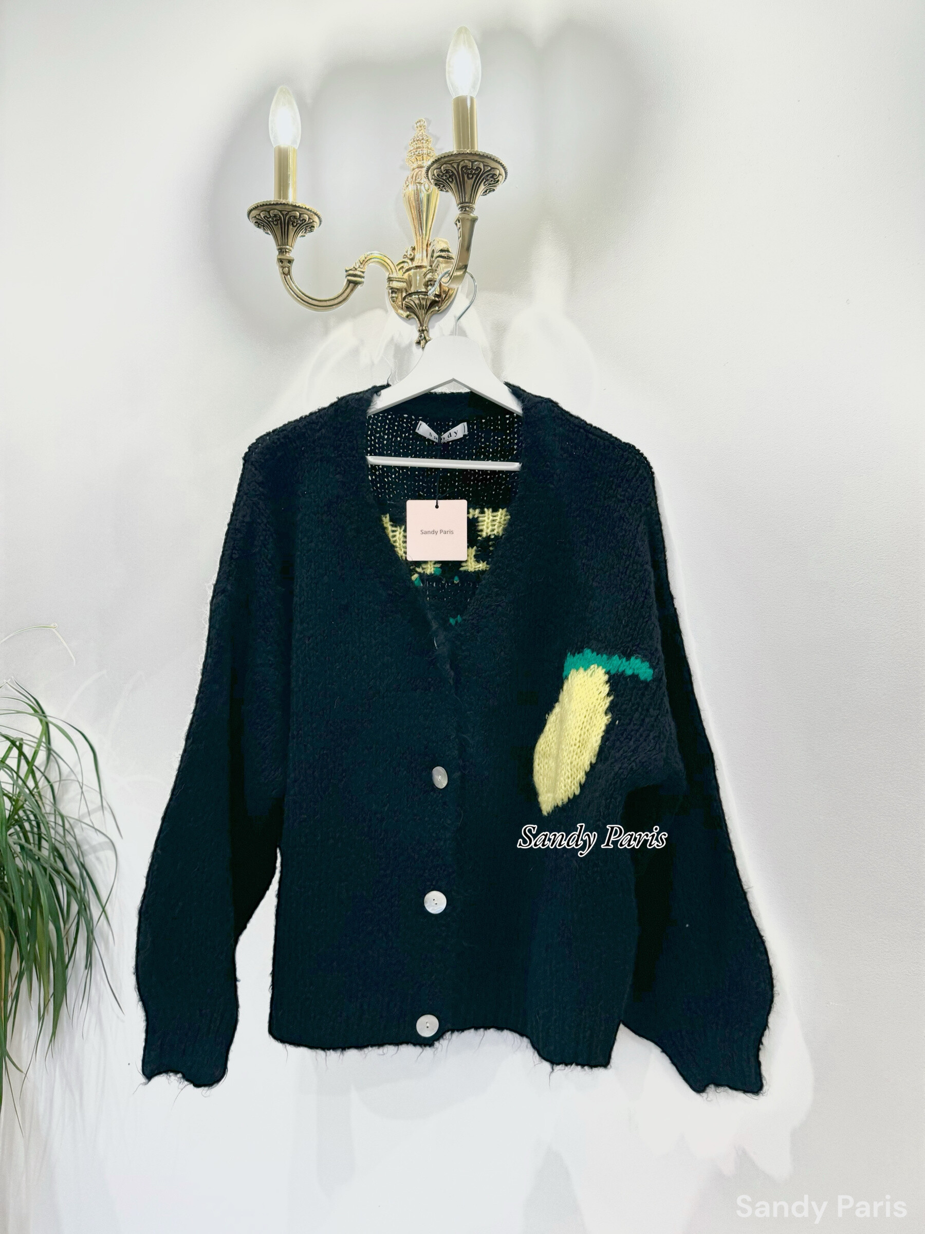 Wholesaler Sandy Paris - Cardigan with knitted wool “Limoncello”