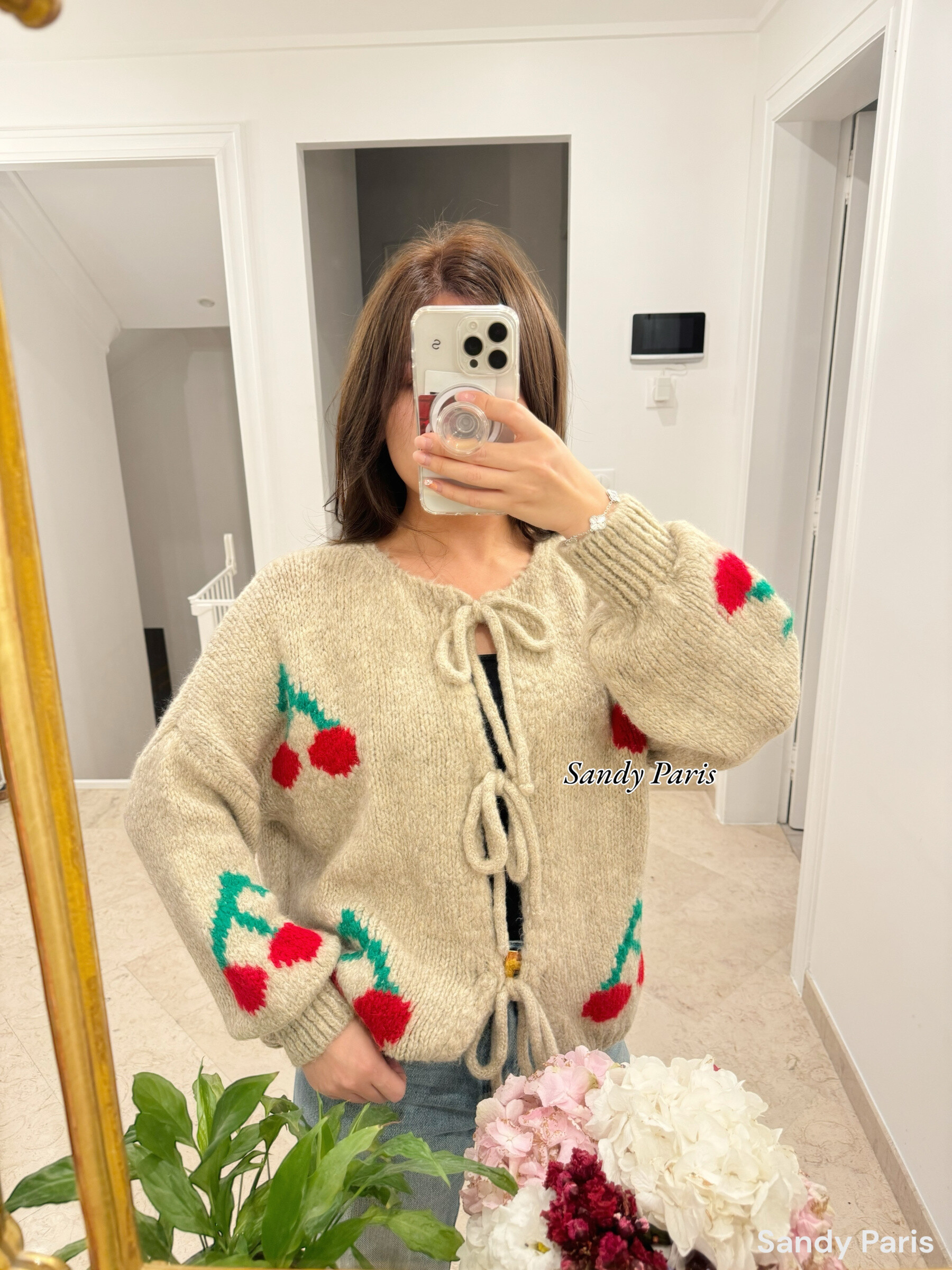 Grossiste Sandy Paris - Cardigan fluffy à manche bouffante avec laine et mohair