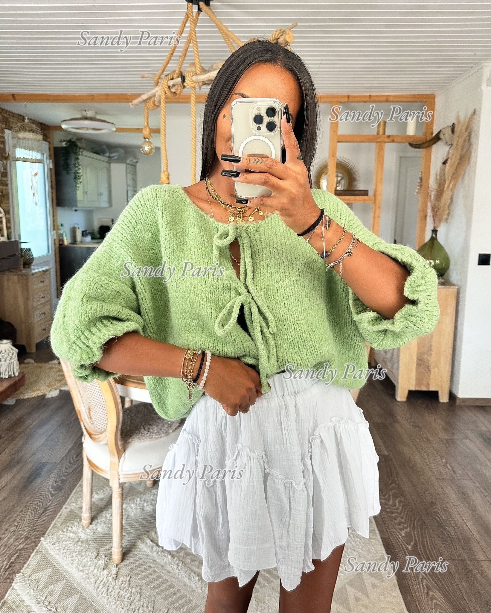Grossiste Sandy Paris - Cardigan À Noeud en Laine & Mohair