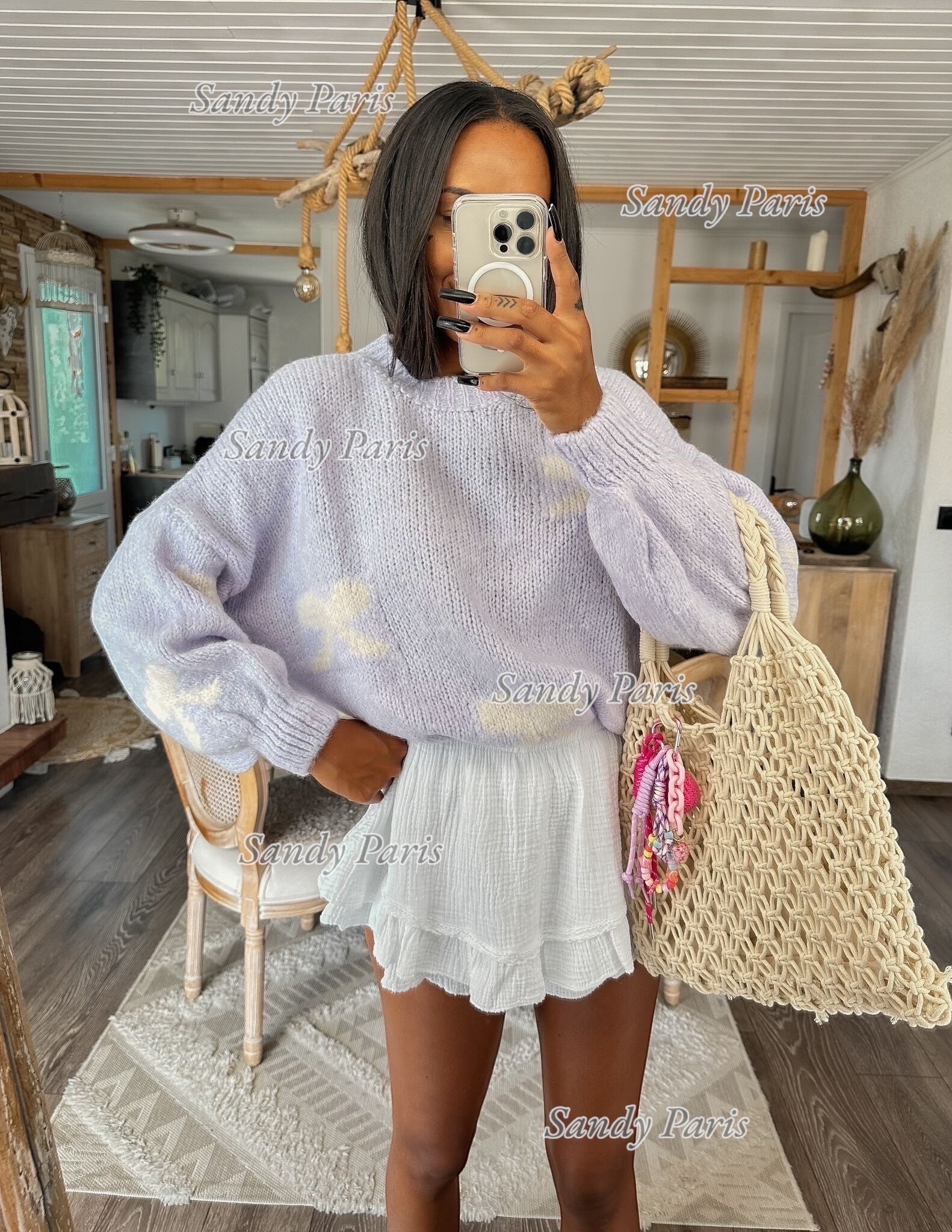 Mayorista Sandy Paris - Jersey Oversize con Patrón de Lazos - Sandy Paris