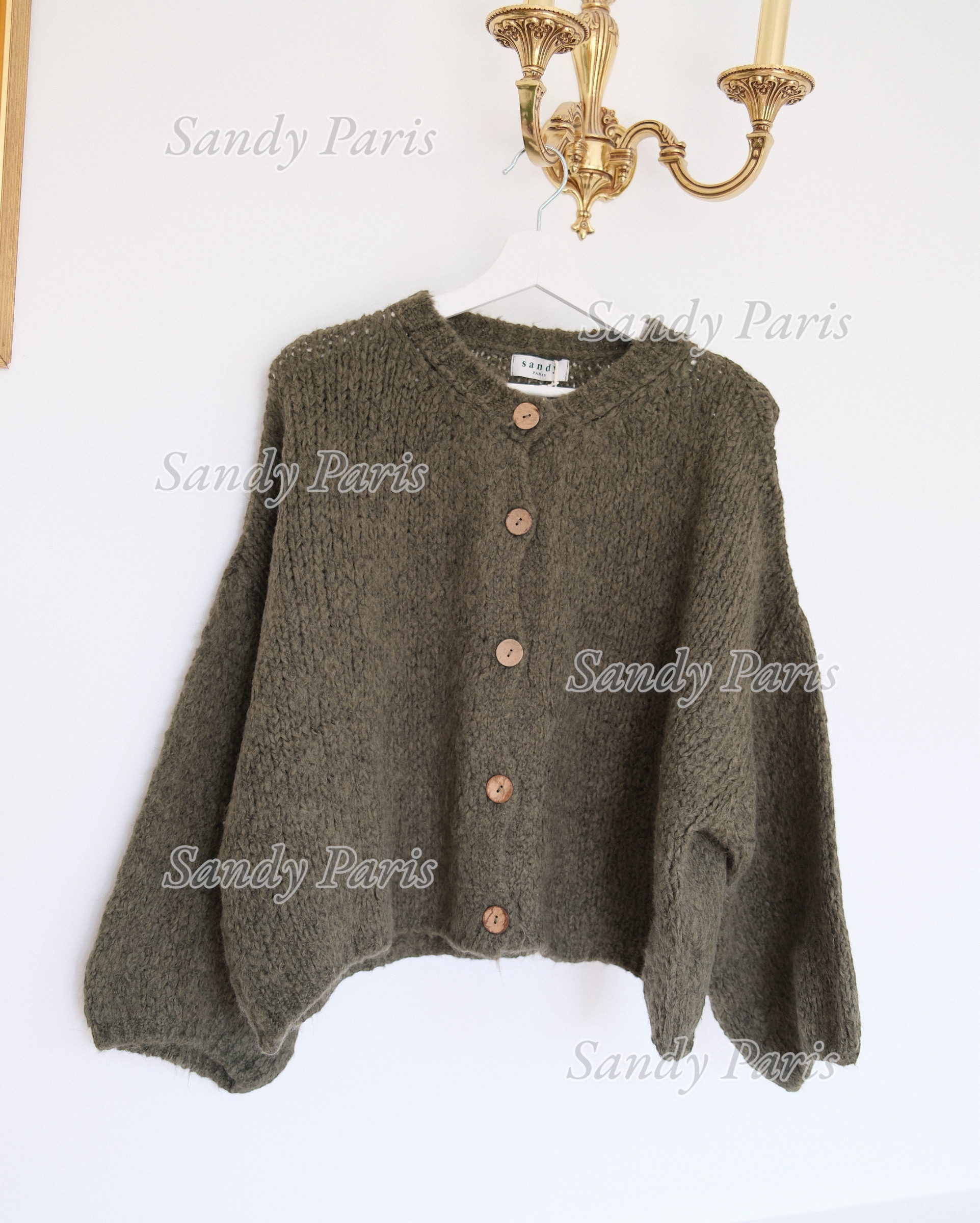 Grossiste Sandy Paris - Cardigan Cocoon Avec Laine et Mohair avec Boutons bois - Sandy Paris