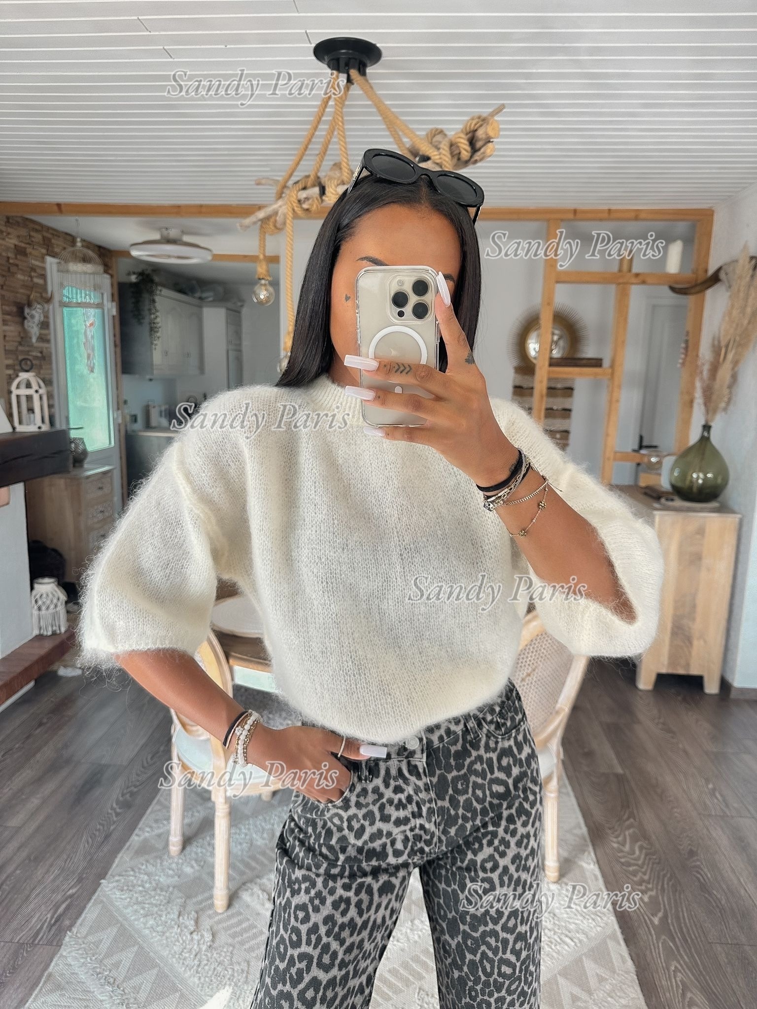 Grossiste Sandy Paris - Pull 80% Mohair Manches Courtes - Sandy Paris