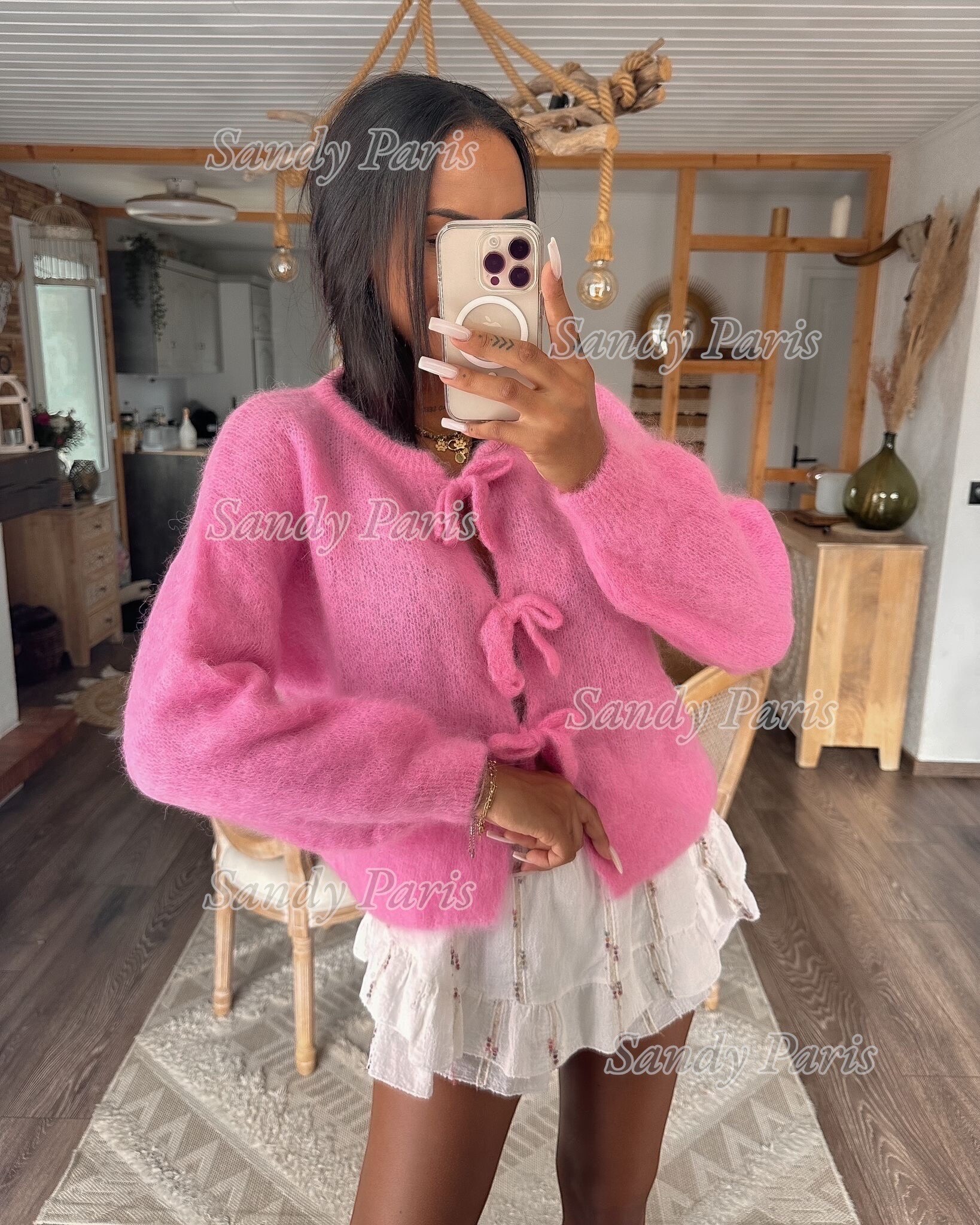 Mayorista Sandy Paris - Cárdigan 80% Mohair con Lazos - Sandy Paris