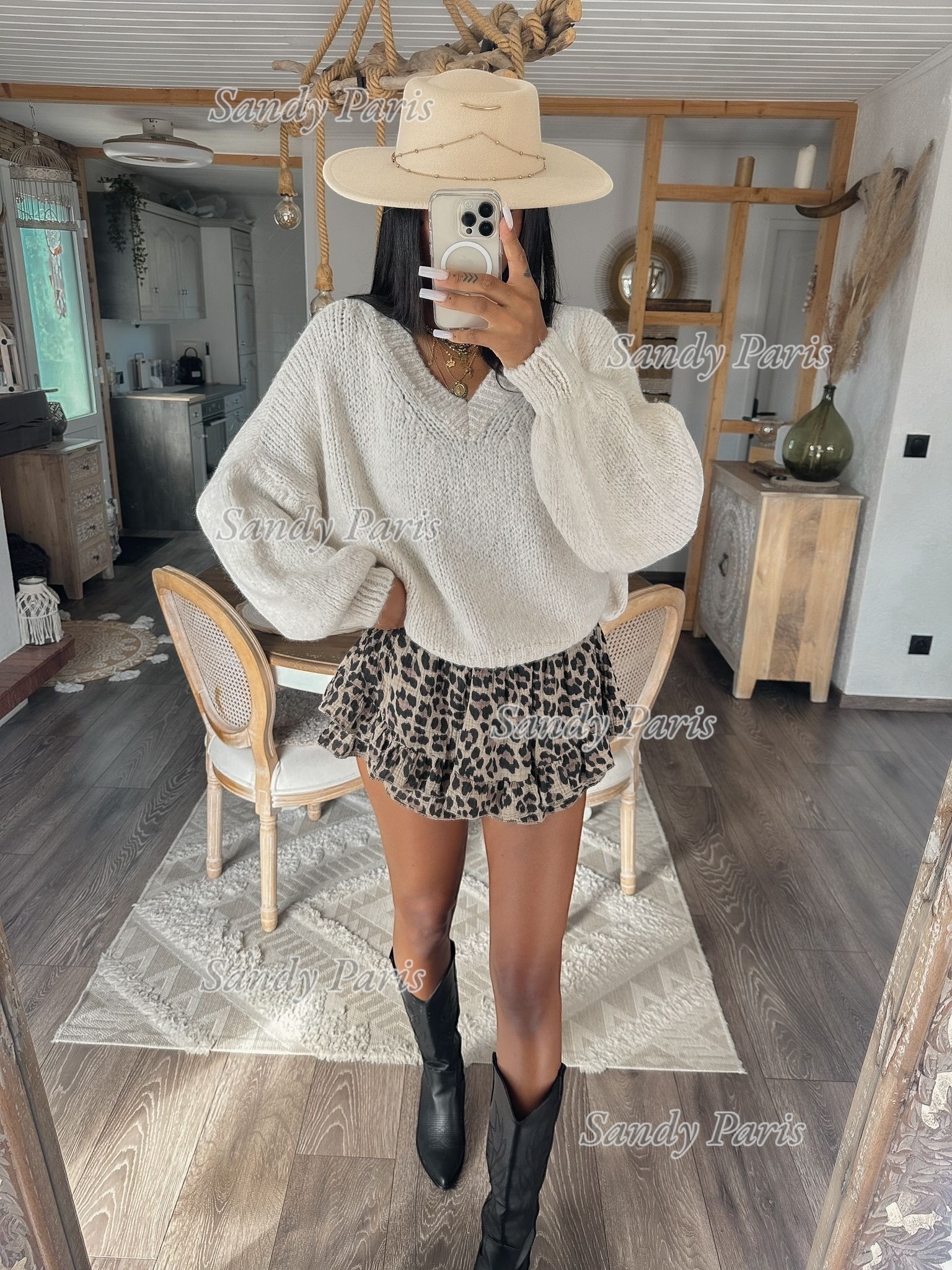 Grossiste Sandy Paris - Pull Col V en Laine & Mohair - Sandy Paris