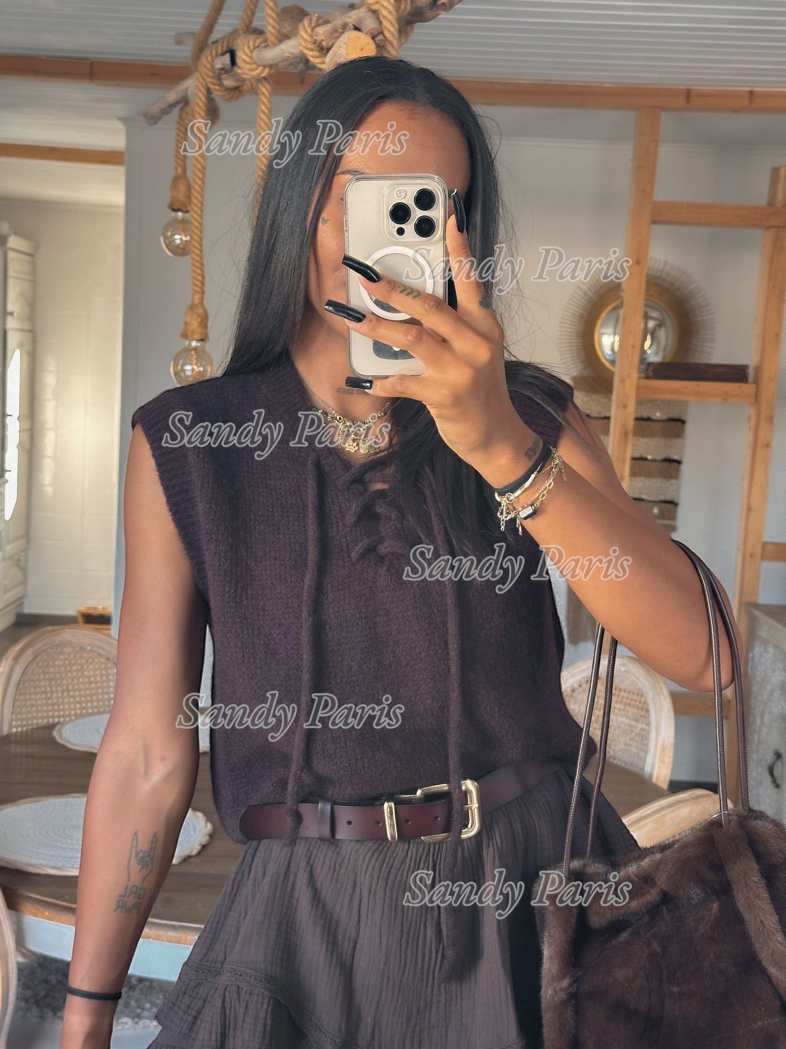 Grossiste Sandy Paris - Pull sans manches avec 30% mohair - Sandy Paris