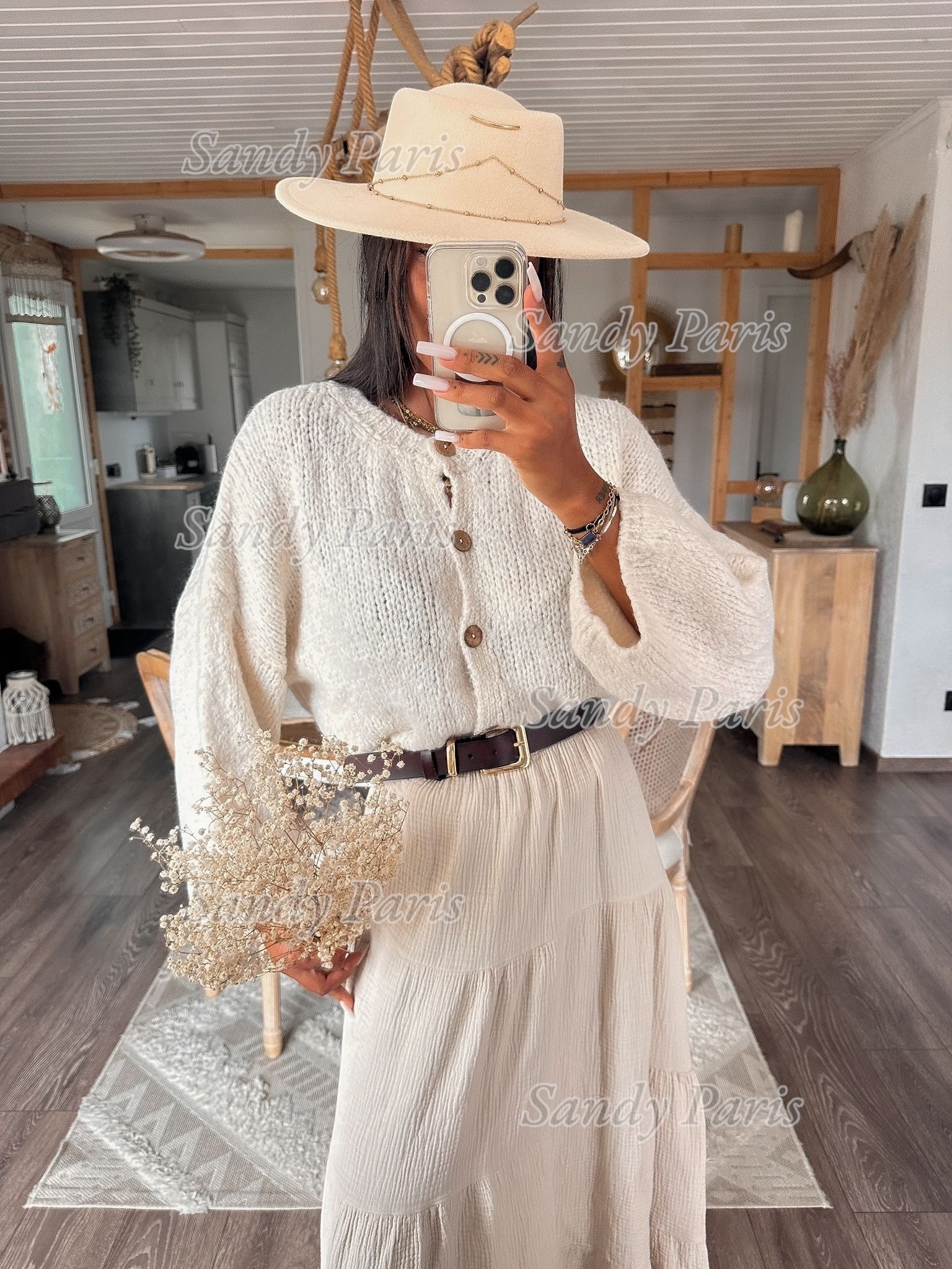 Grossiste Sandy Paris - Cardigan Cocoon avec Boutons bois - Sandy Paris