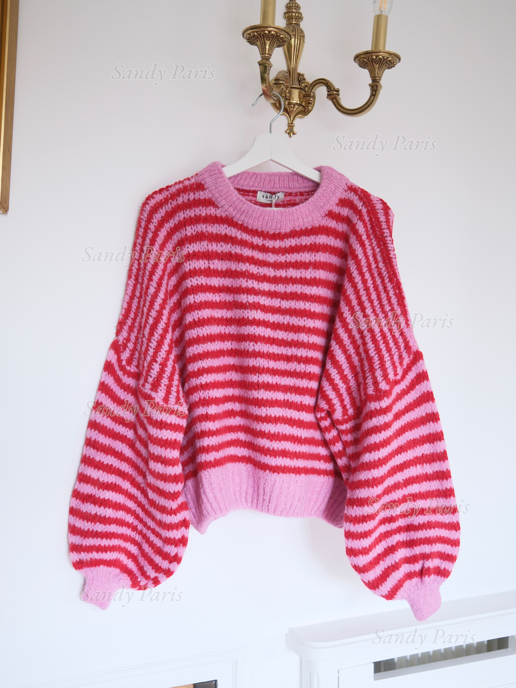 Wholesaler Sandy Paris - Striped knit sweater in wool & mohair