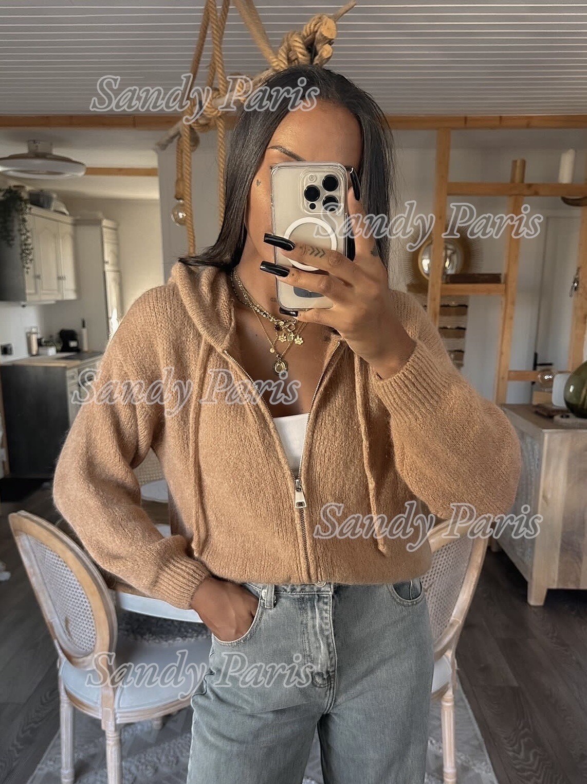 Mayorista Sandy Paris - Cárdigan con capucha con 30% mohair - Sandy Paris