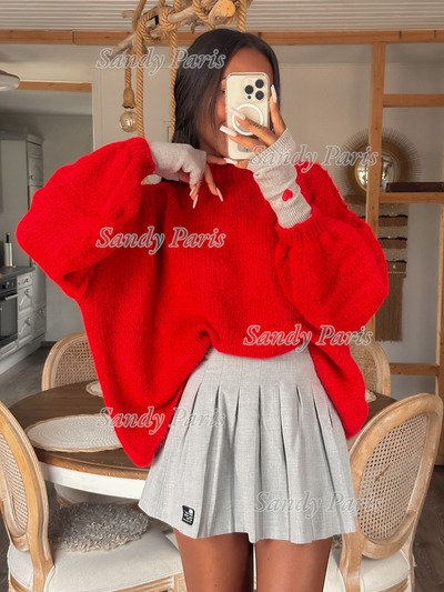 Grossiste Sandy Paris - Pull Oversize Douillet à Col Montant avec Mohair et Laine- Sandy Paris Grossiste Sandy Paris - Pull Oversize Douillet à Col Montant avec Mohair et Laine- Sandy Paris