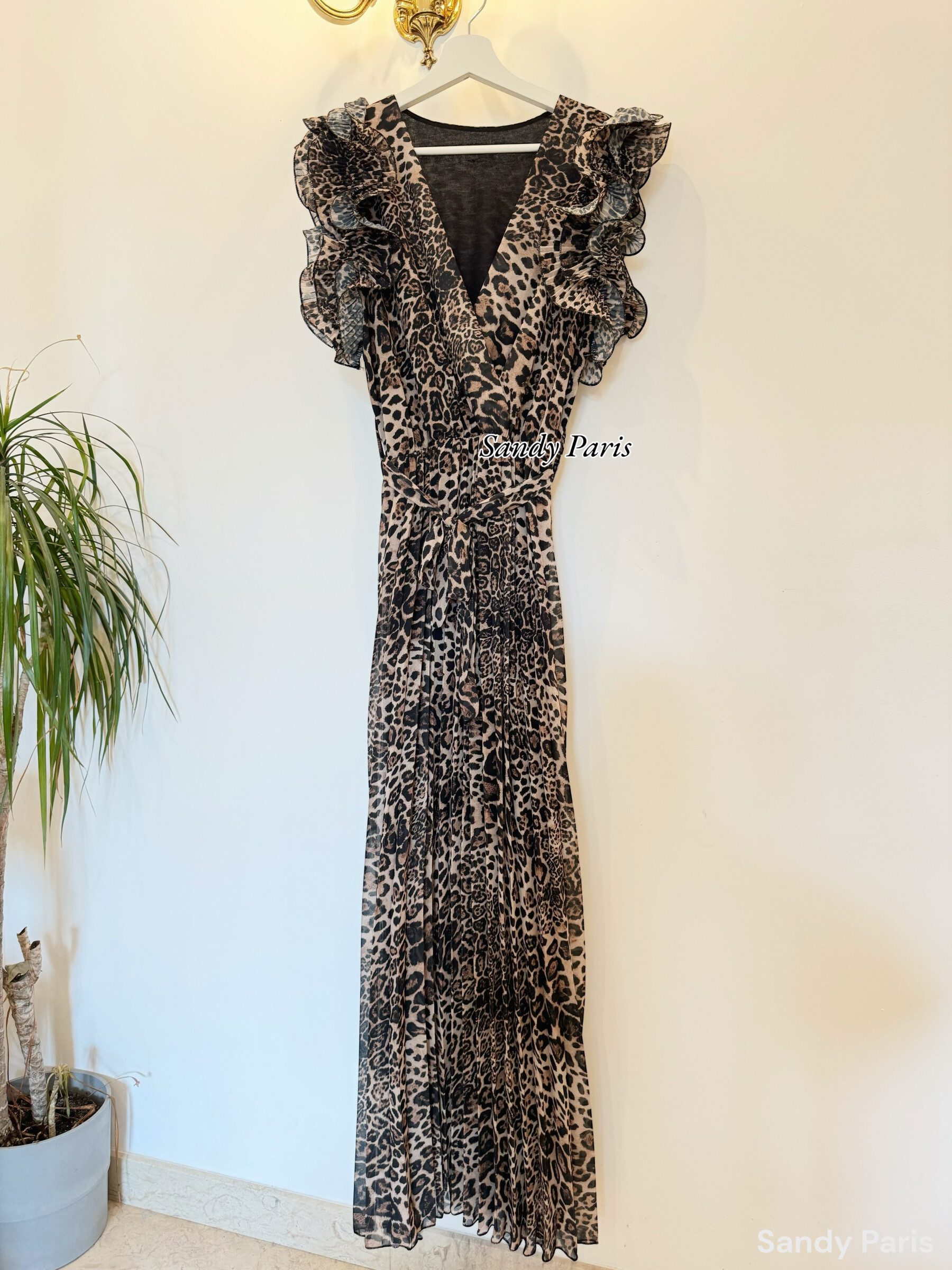 Grossiste Sandy Paris - Robe longue à imprimé léopard