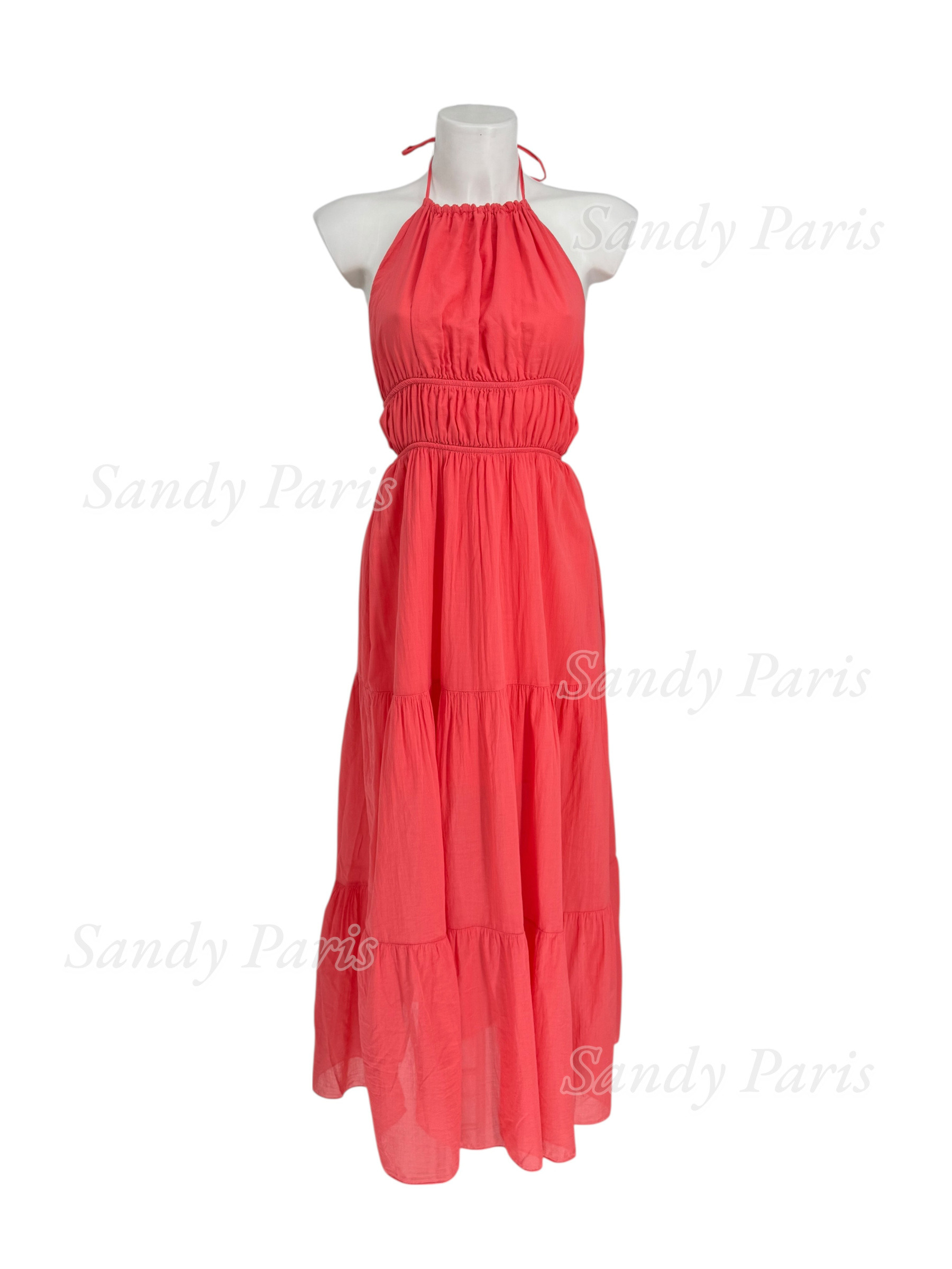 Grossista Sandy Paris - Abito lungo con schiena scoperta da annodare – Taglio bohemien fluido