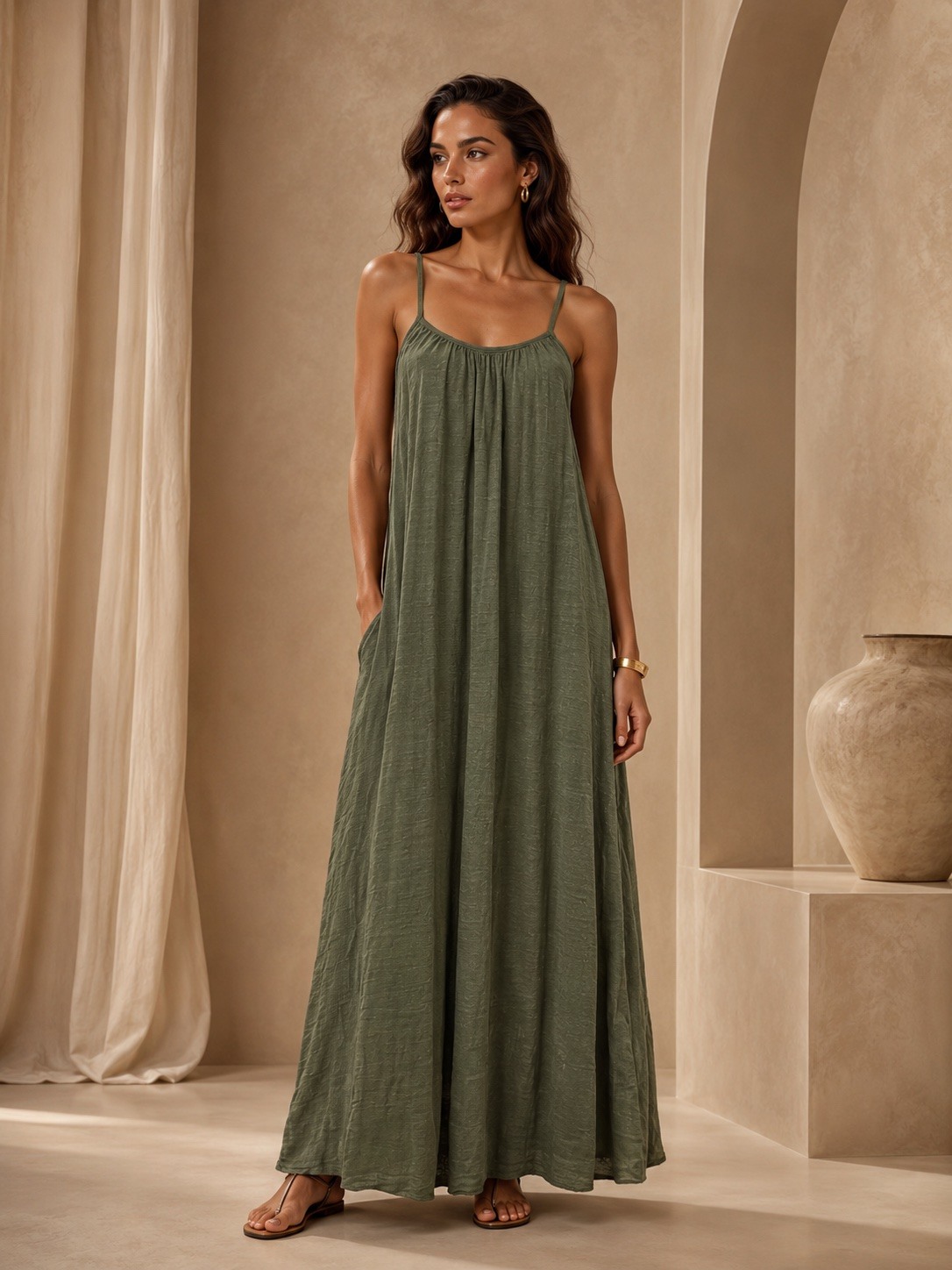 Grossista Sandy Paris - Abito lungo in cotone rustico - Minimalismo ed eleganza