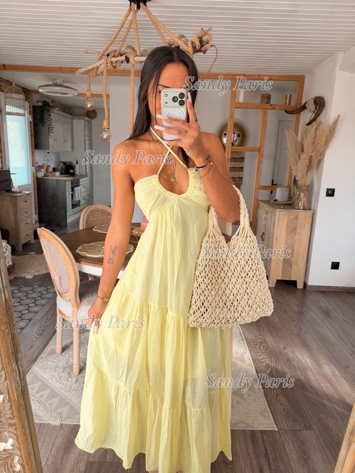 Grossista Sandy Paris - Abito bohemien in cotone con schiena aperta - Sandy Paris