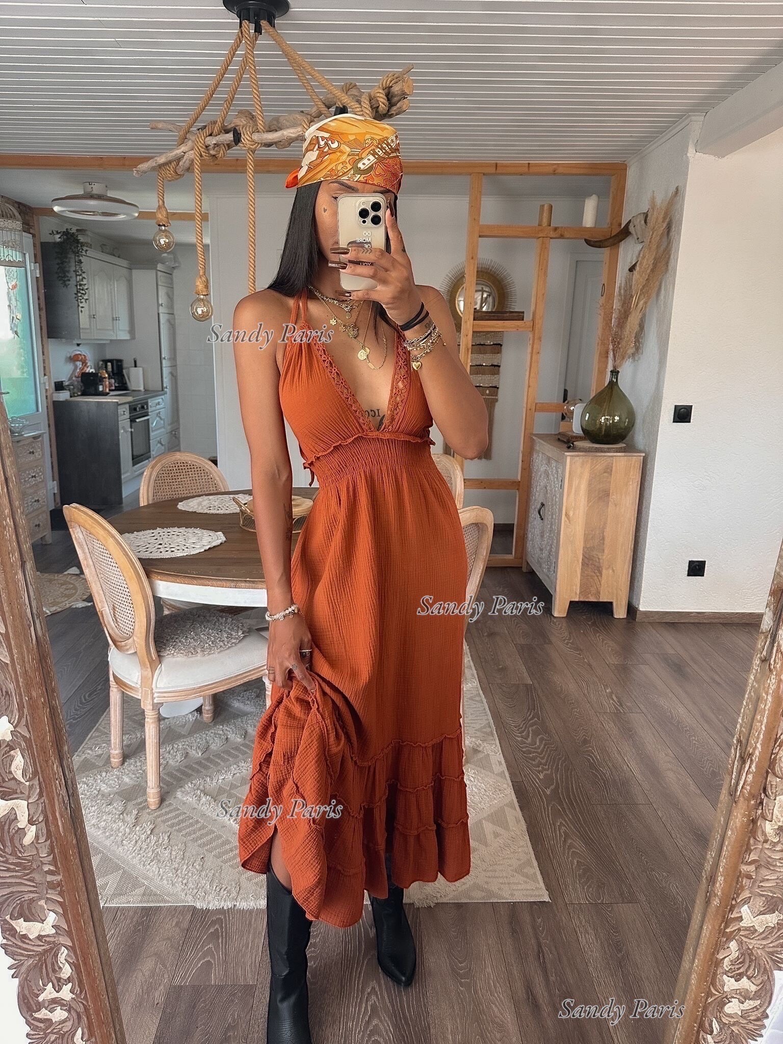 Grossista Sandy Paris - Abito Lungo in Garza di Cotone – Eleganza Bohemien e Fluidità