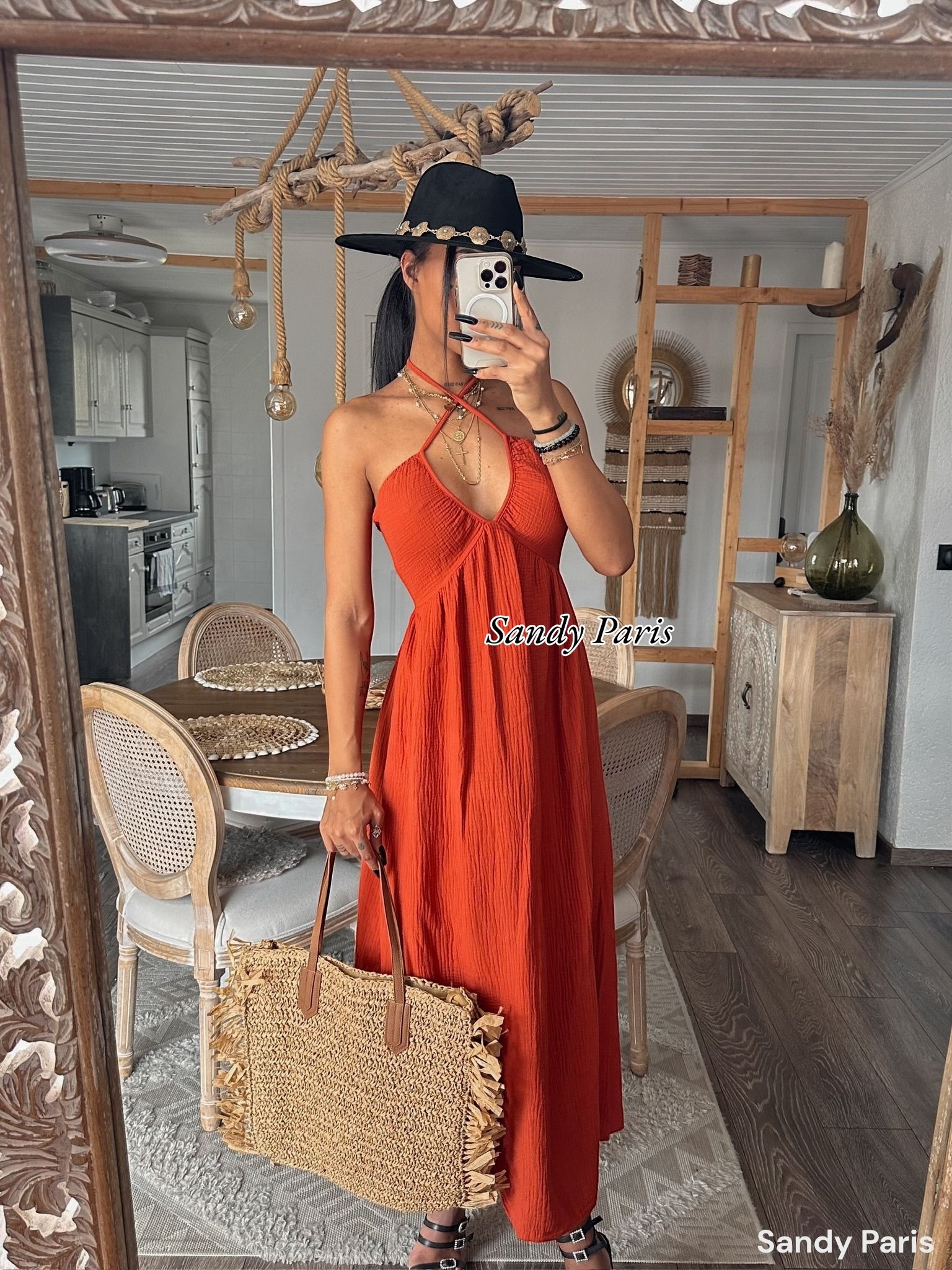 Großhändler Sandy Paris - Rückenfreies Langkleid aus Baumwollgaze