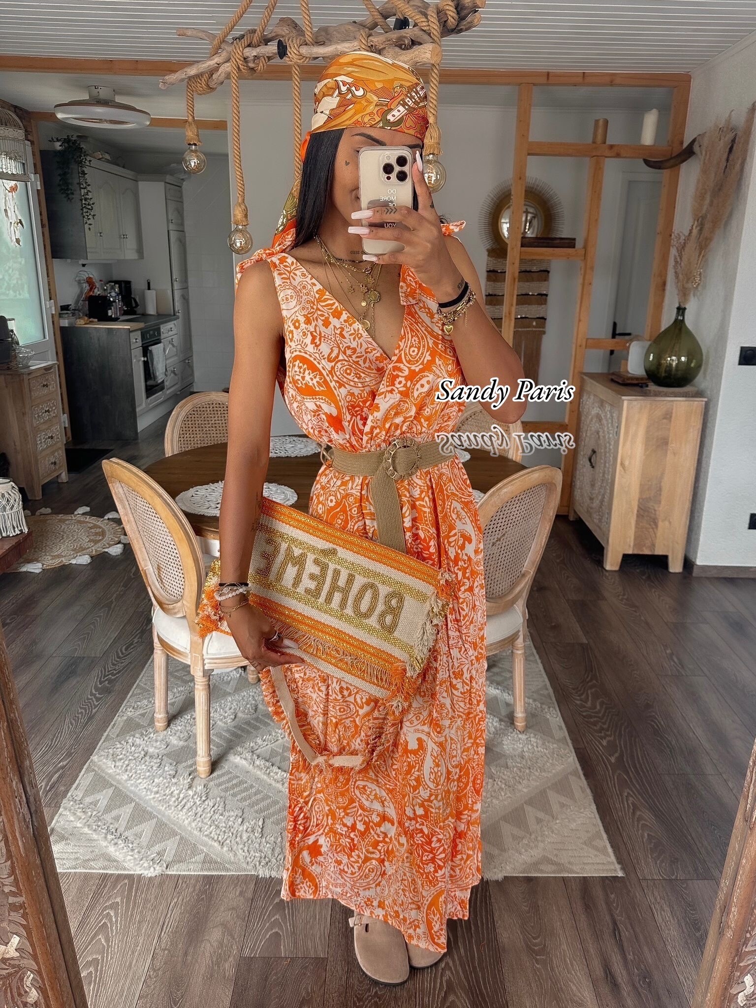 Mayorista Sandy Paris - Vestido elegante estampado con tirantes anudados 100% Lyocell