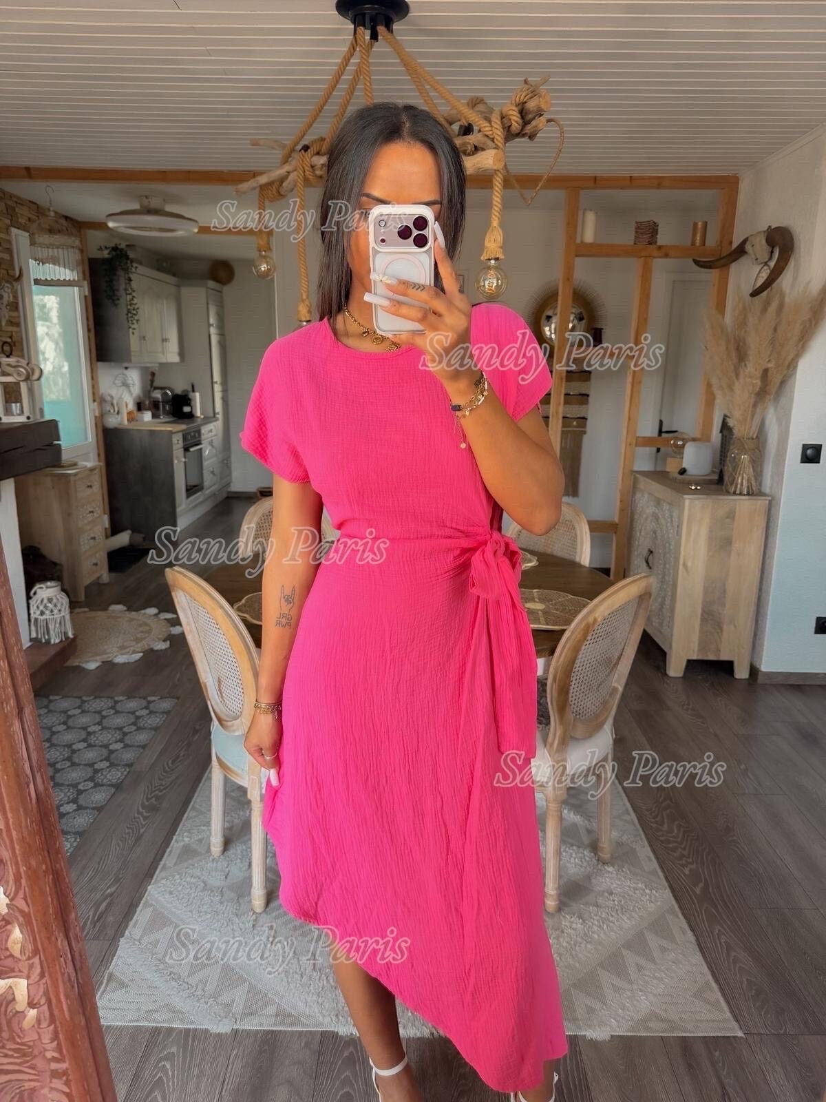 Großhändler Sandy Paris - Asymmetrisches Kleid aus Baumwollgaze - Eleganz und Leichtigkeit