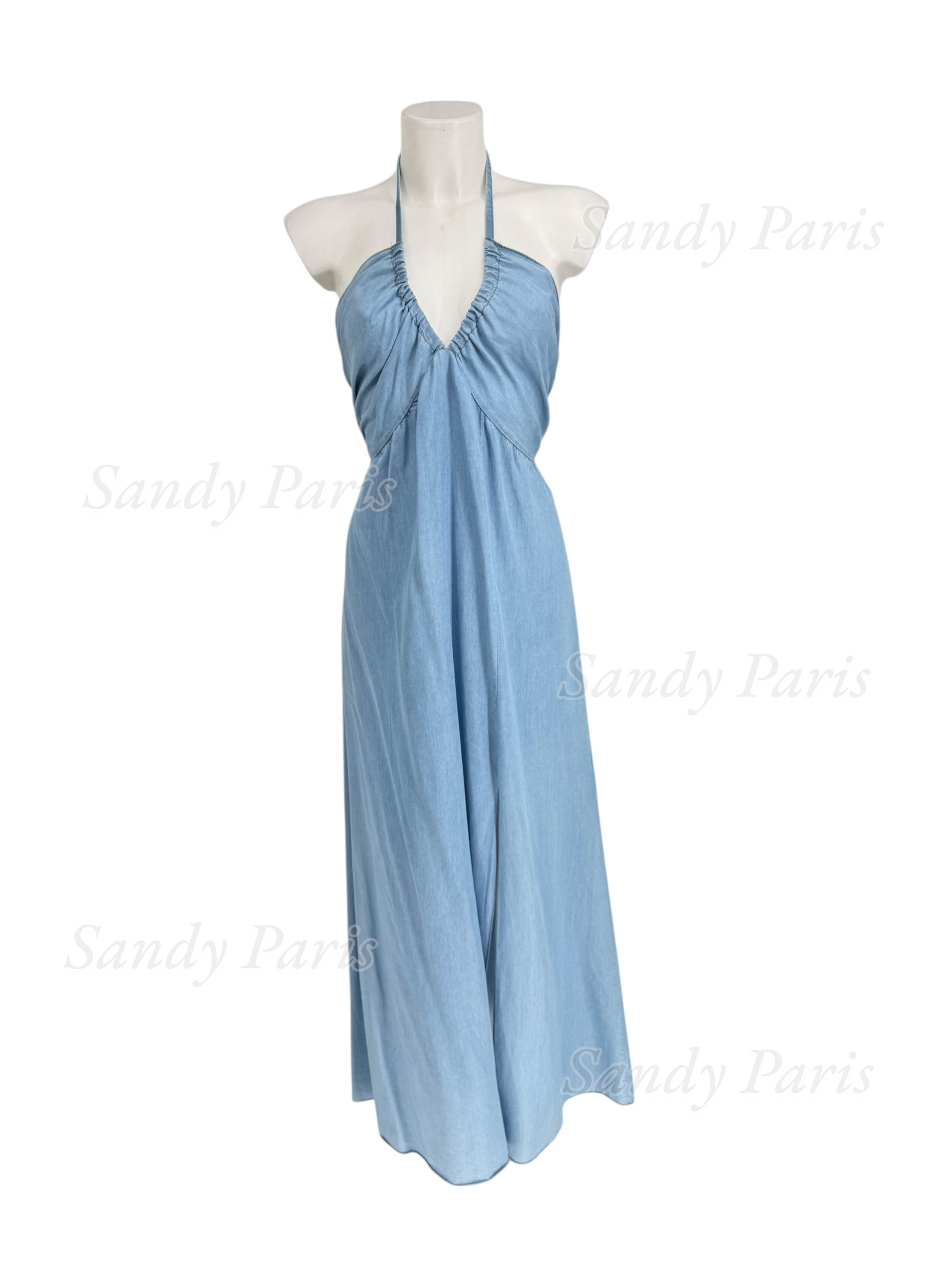 Mayorista Sandy Paris - Vestido largo sin espalda en lyocell – Elegancia fluida y natural