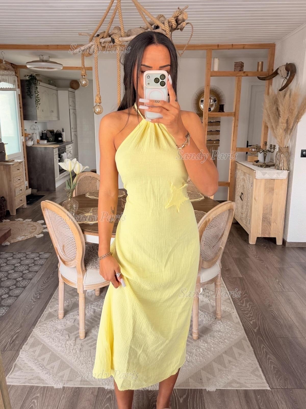 Großhändler Sandy Paris - Rückenfreies Maxikleid zum Binden – Boho-Schnitt aus Baumwollgaze