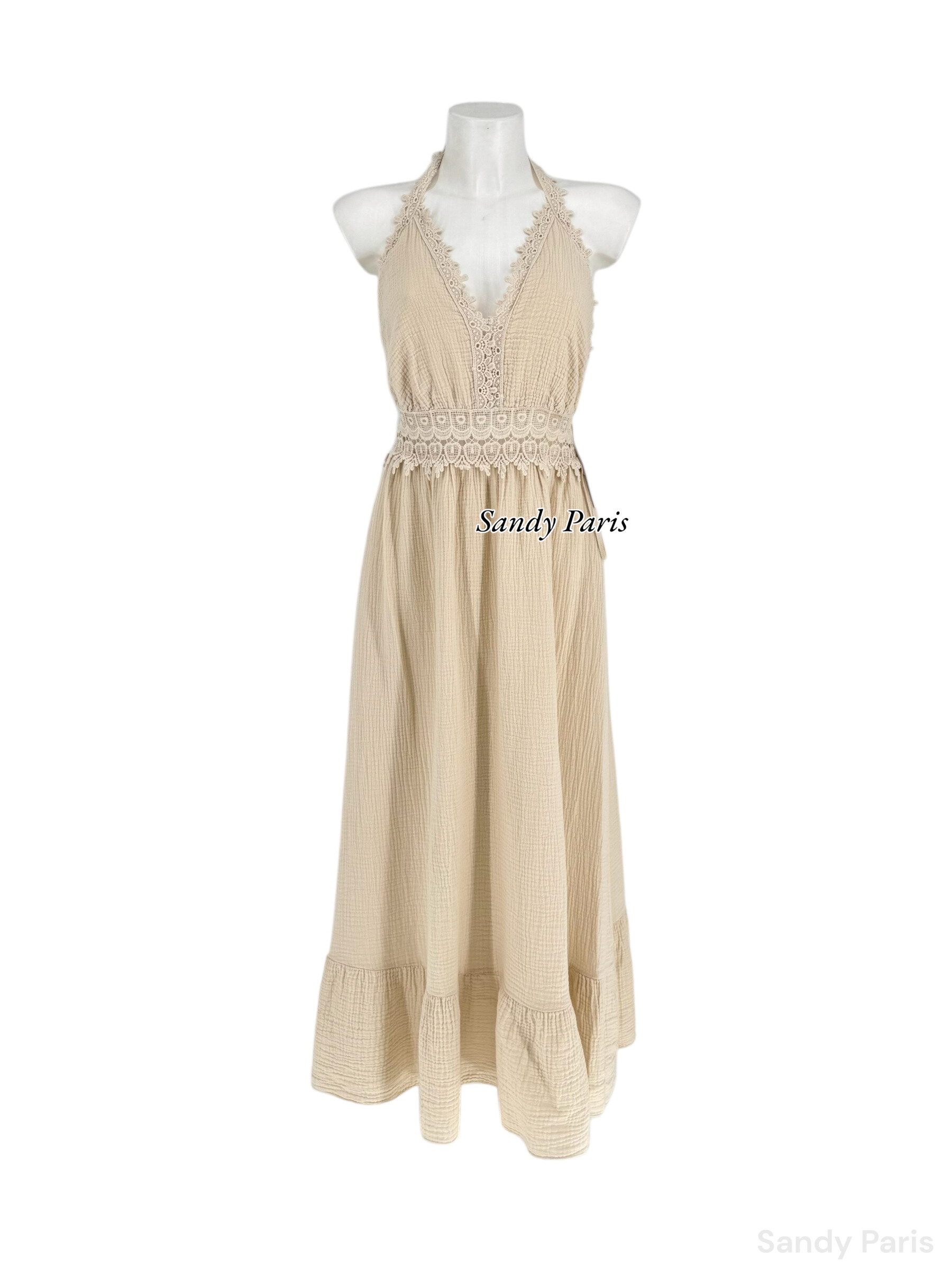 Wholesaler Sandy Paris - Long backless dress in cotton gauze - elegance and lightness