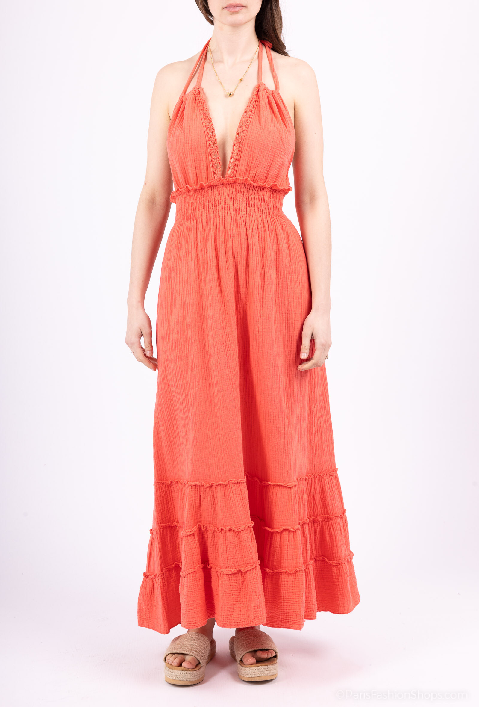 Wholesaler Sandy Paris - Long cotton gauze dress - bohemian elegance and fluidity