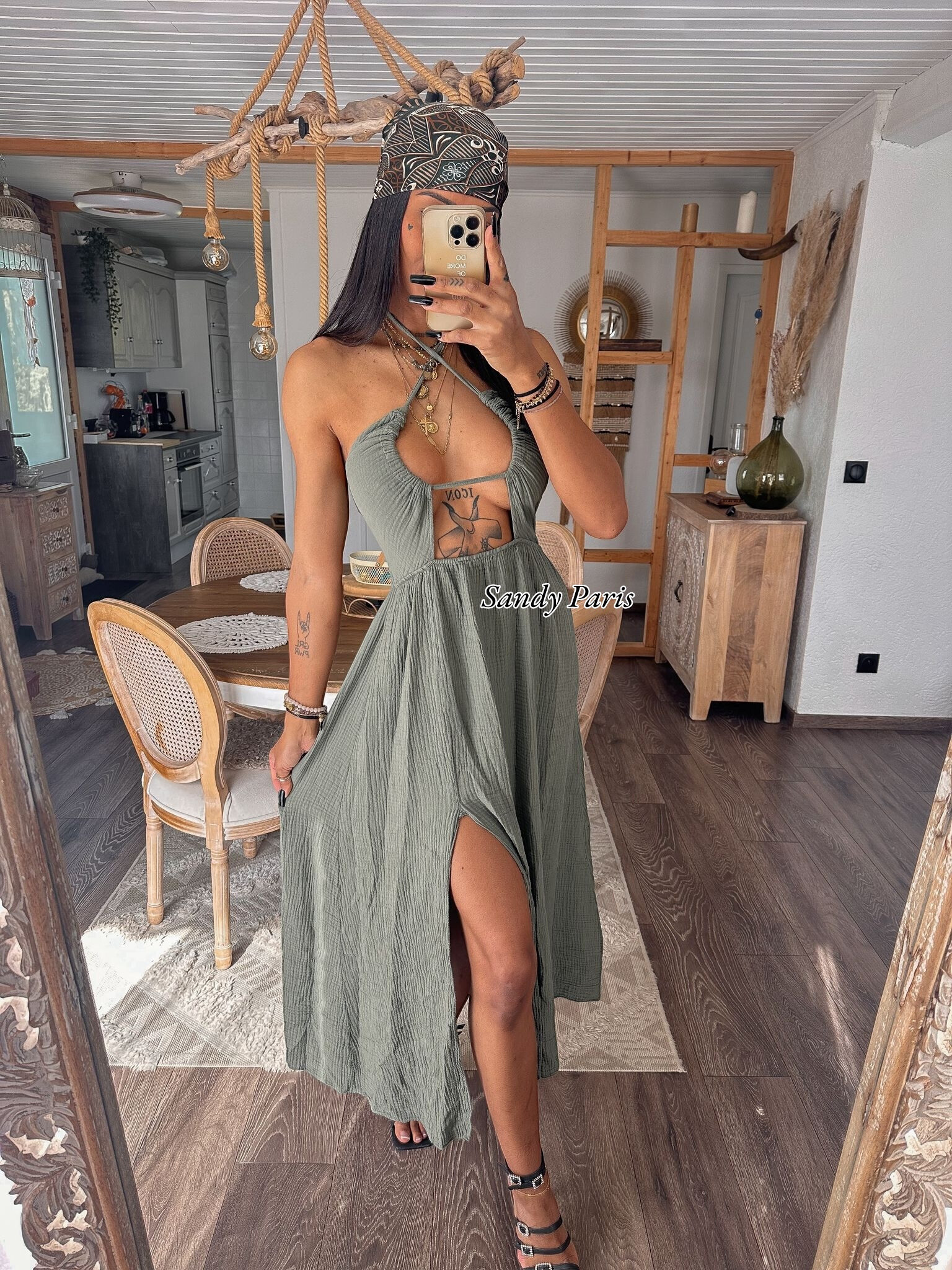 Wholesaler Sandy Paris - Long backless dress in cotton gauze