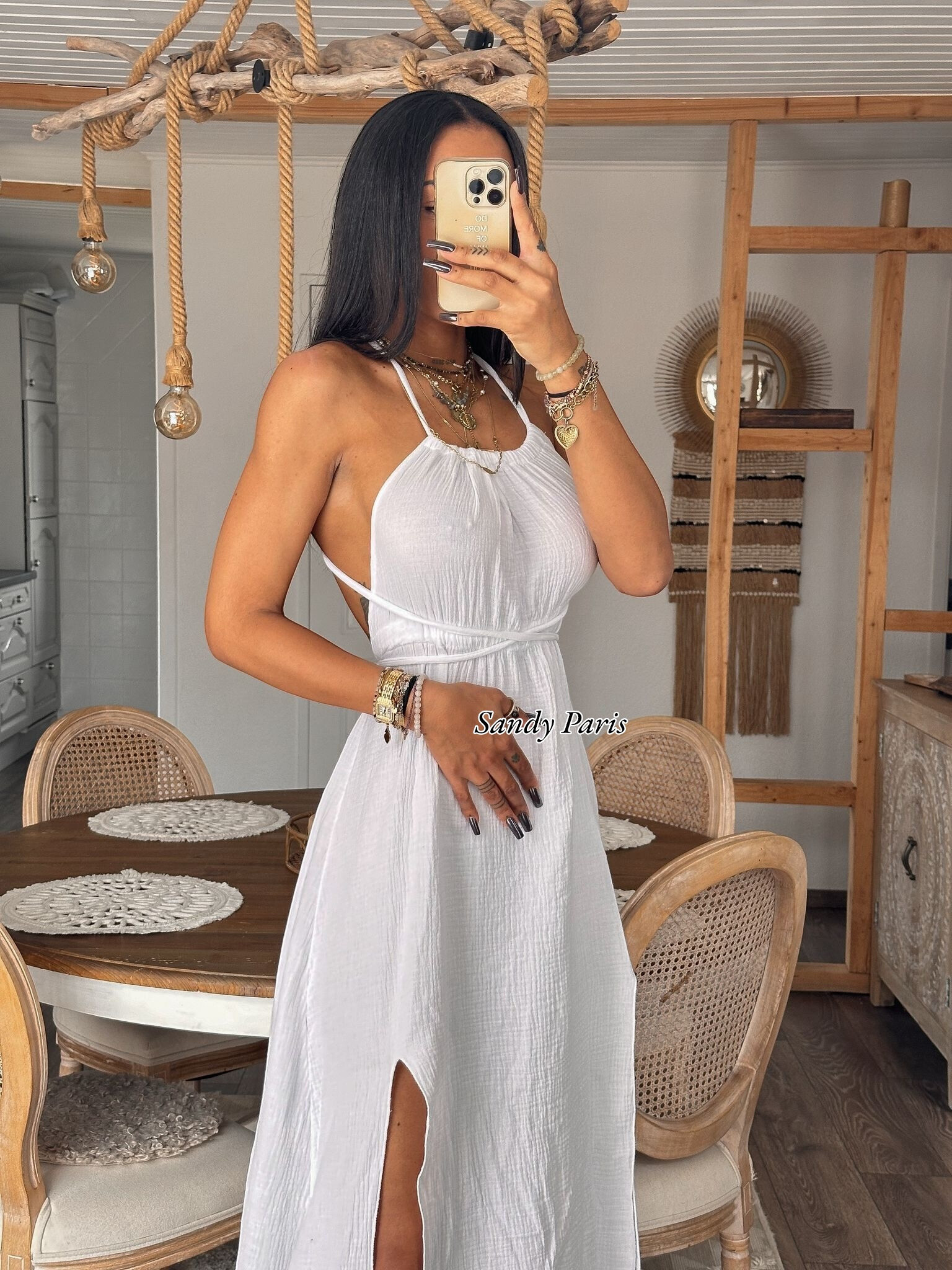 Wholesaler Sandy Paris - Long back-naked dress gauze-bohemian elegance