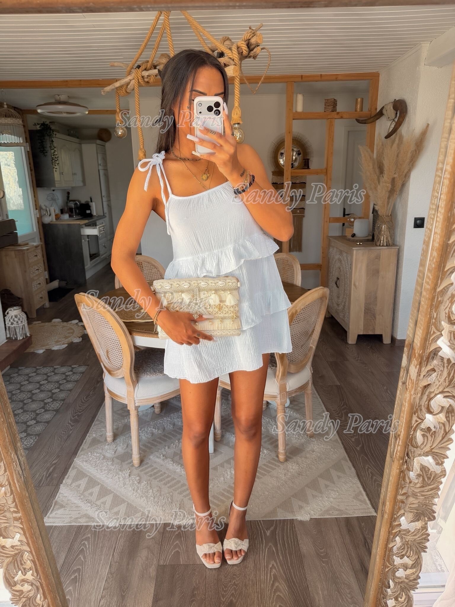 Grossiste Sandy Paris - Robe Courte à Volants en Coton Gaze – Légèreté et Féminité