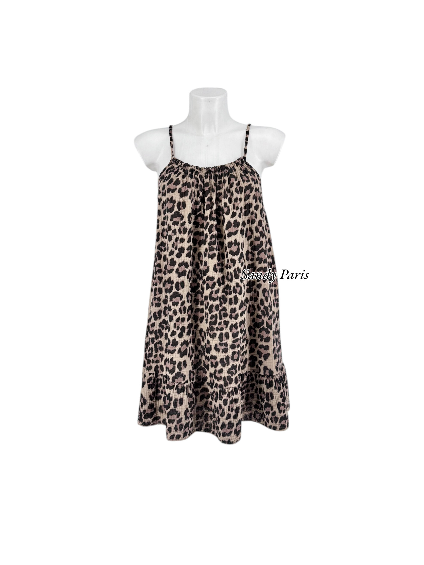 Wholesaler Sandy Paris - Leopard dress with gauze cotton straps - lightness and femininity