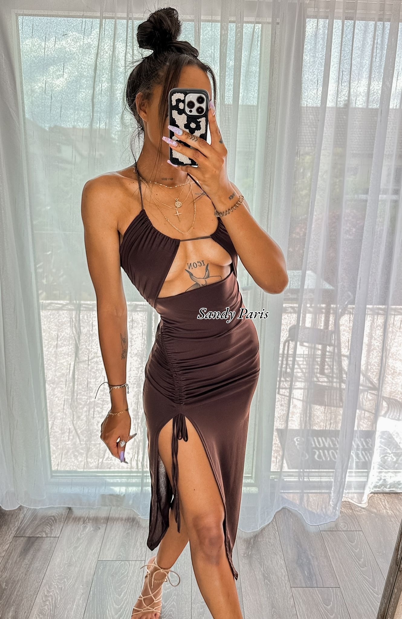 Mayorista Sandy Paris - Vestido Largo Sexy con Recortes y Abertura Alta