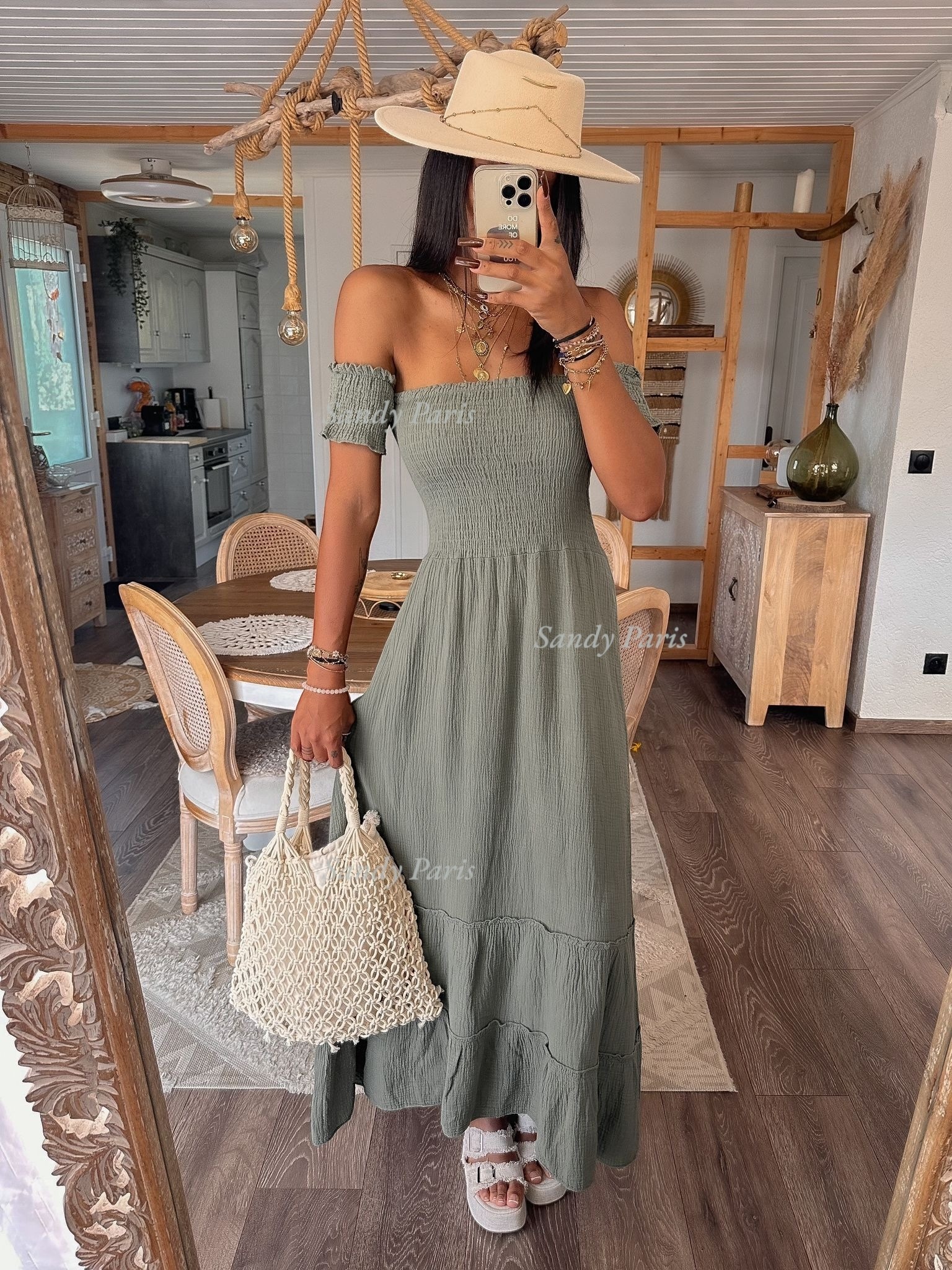 Großhändler Sandy Paris - Langes Kleid aus Baumwollgaze - Boho-Stil