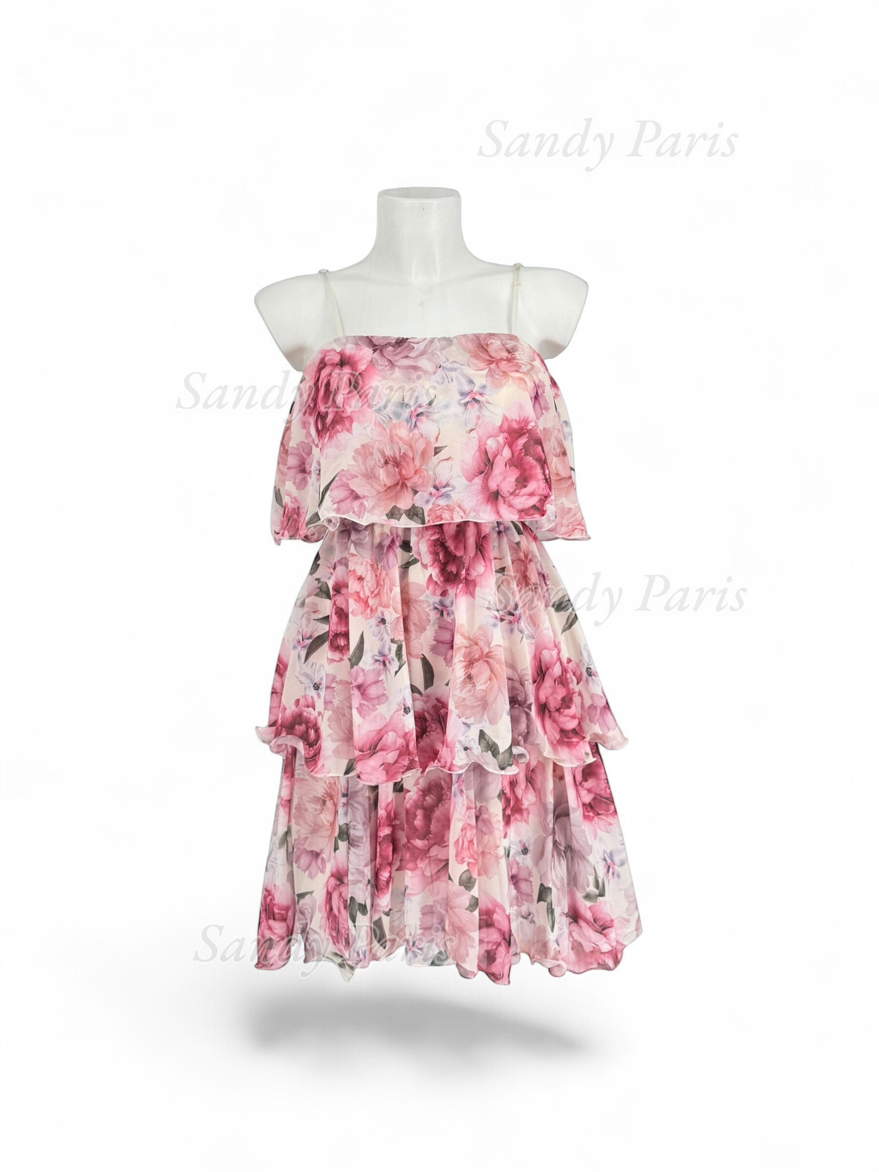 Mayorista Sandy Paris - Vestido corto con volantes y estampado floral – Sandy Paris