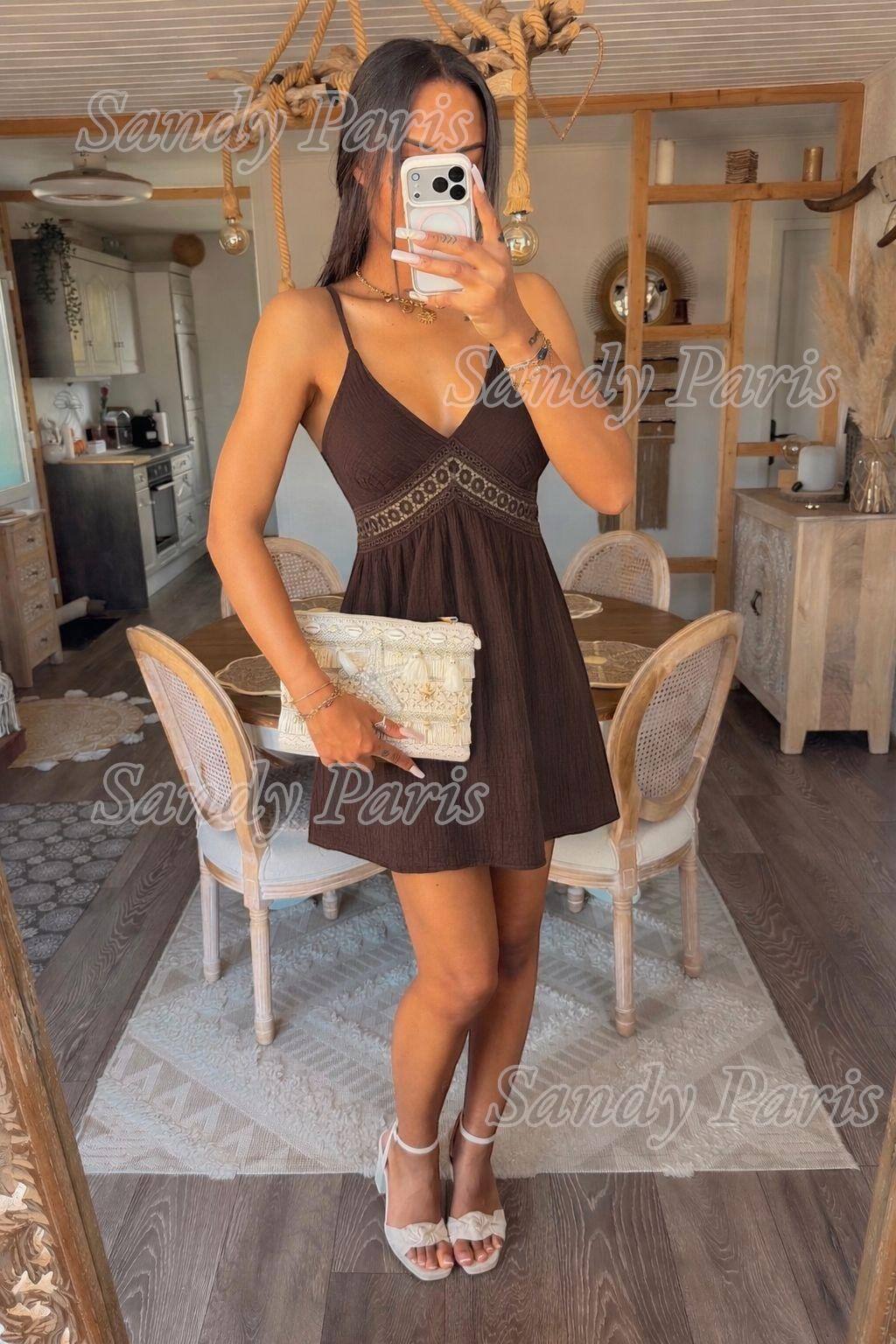 Großhändler Sandy Paris - Kleid aus Baumwollgaze mit Spitzendetails – Romantische Eleganz